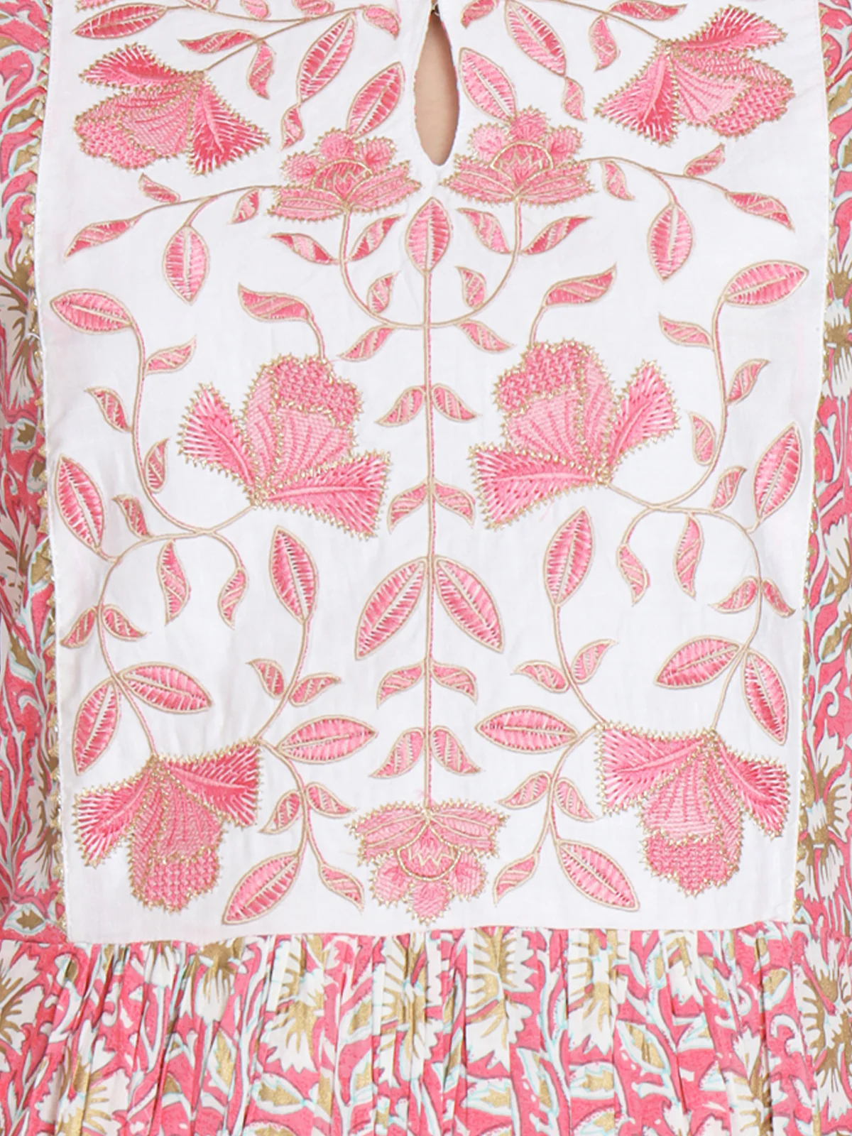 Odette Women Pink Cotton Floral Printed Stitched Kurta Set - Image 6