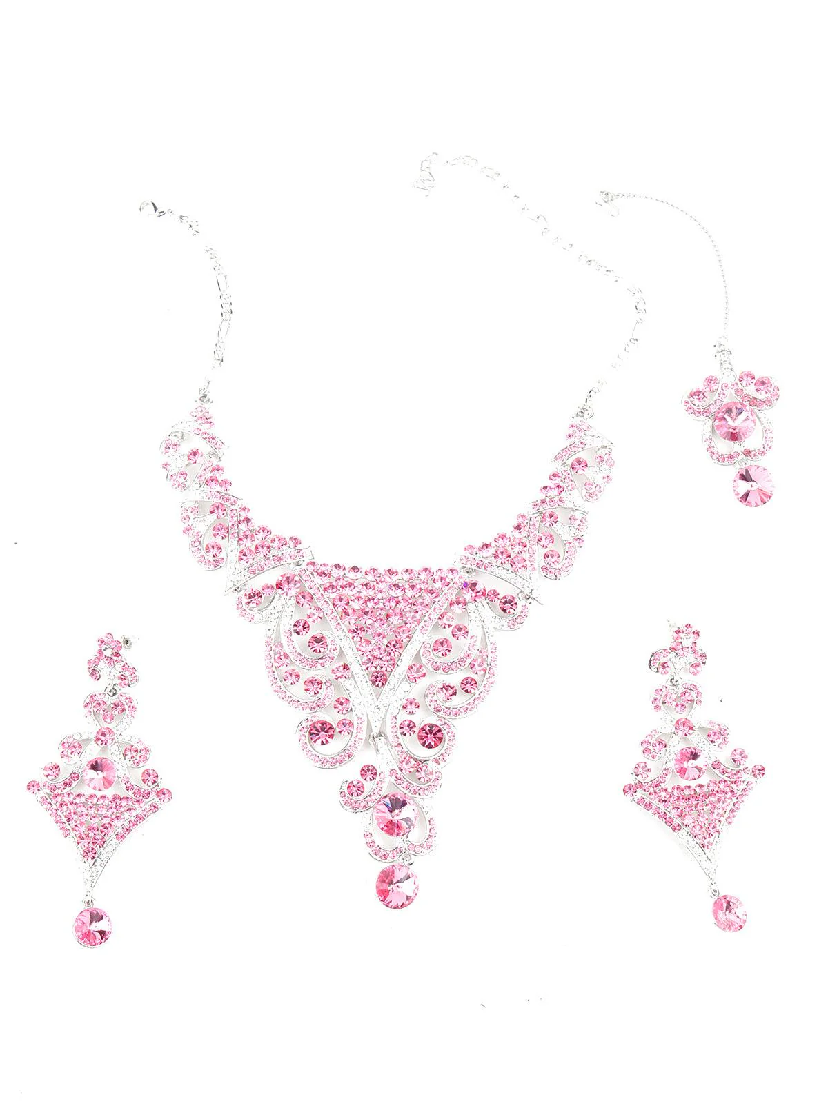 Odette Women Pink Crystal Necklace Set - Image 3
