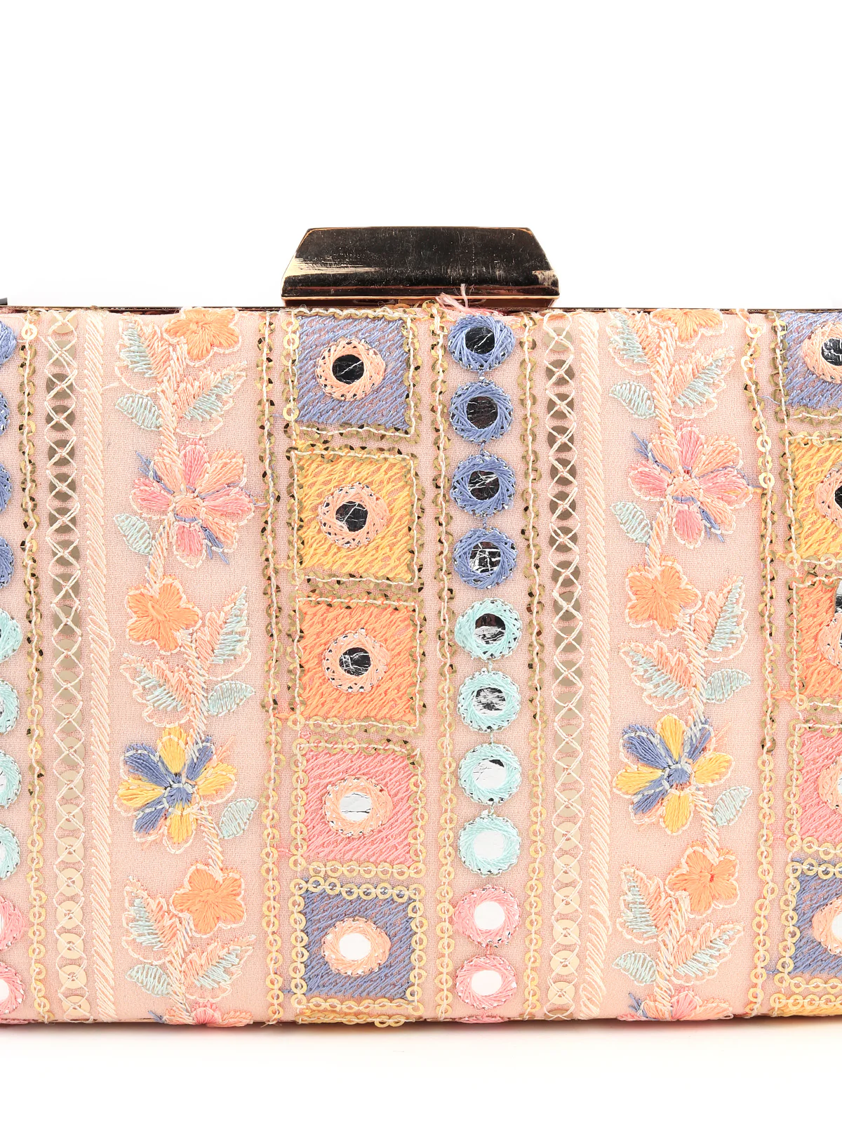 Odette Women Pink Embroidered Party Clutch - Image 6