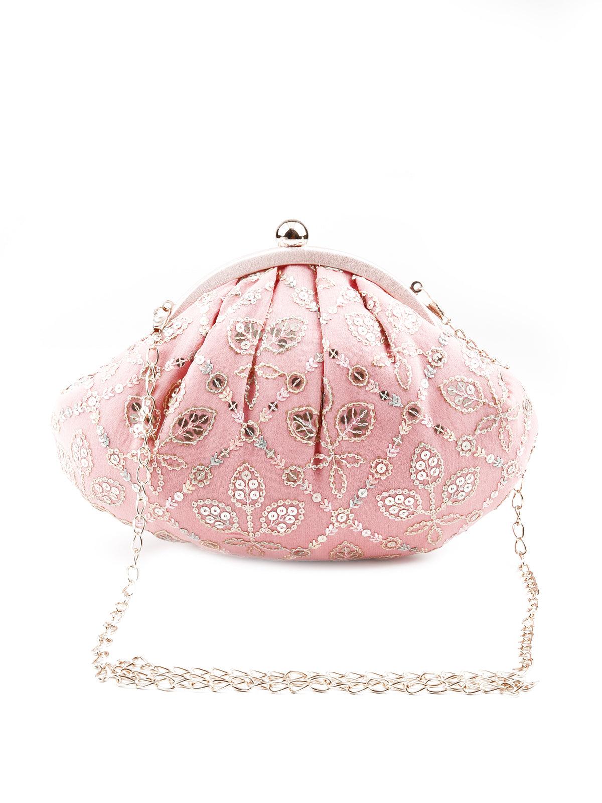 Odette Pink Floral Sophisticated Clutch For Women - Image 3