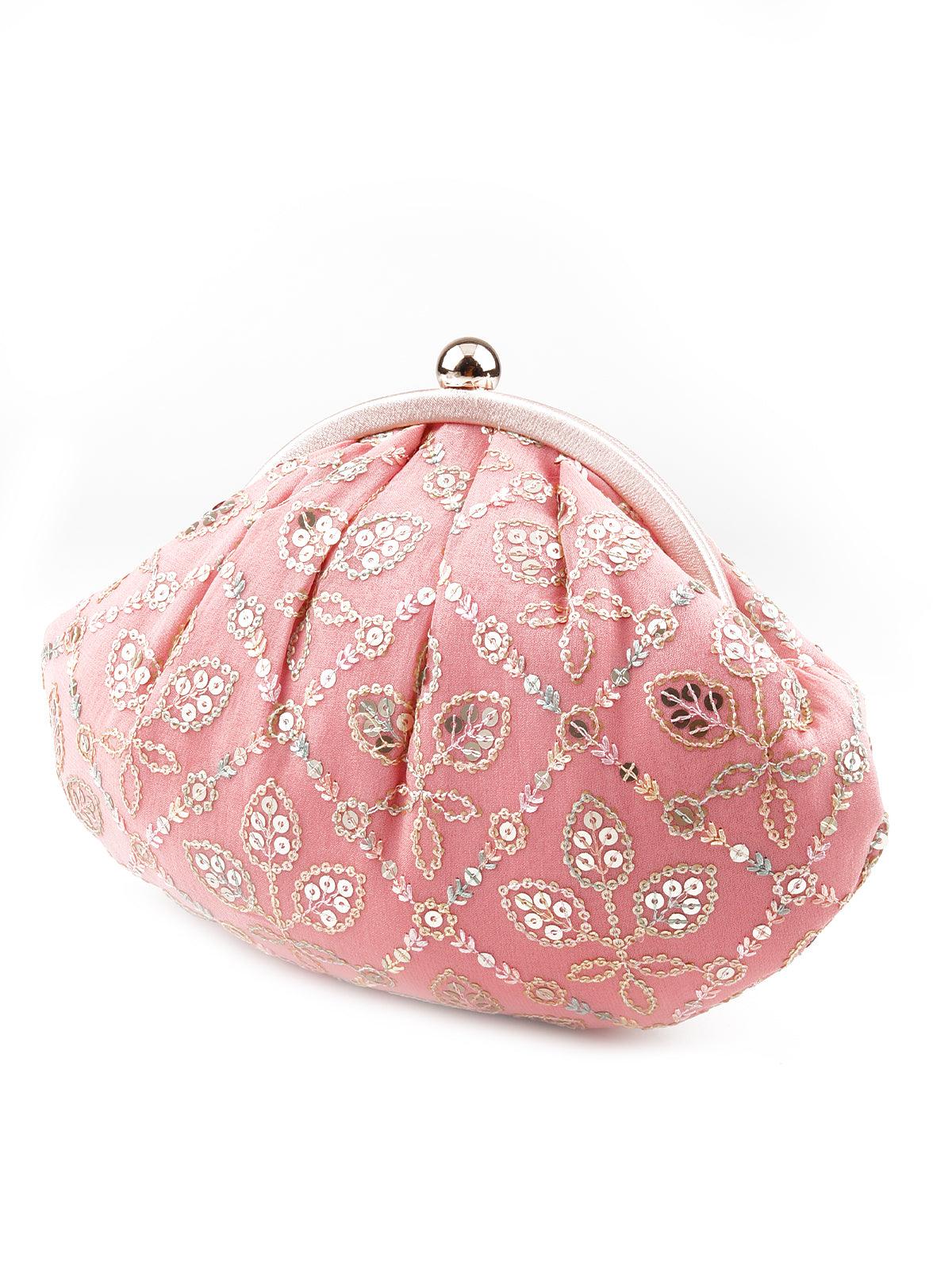Odette Pink Floral Sophisticated Clutch For Women - Image 4