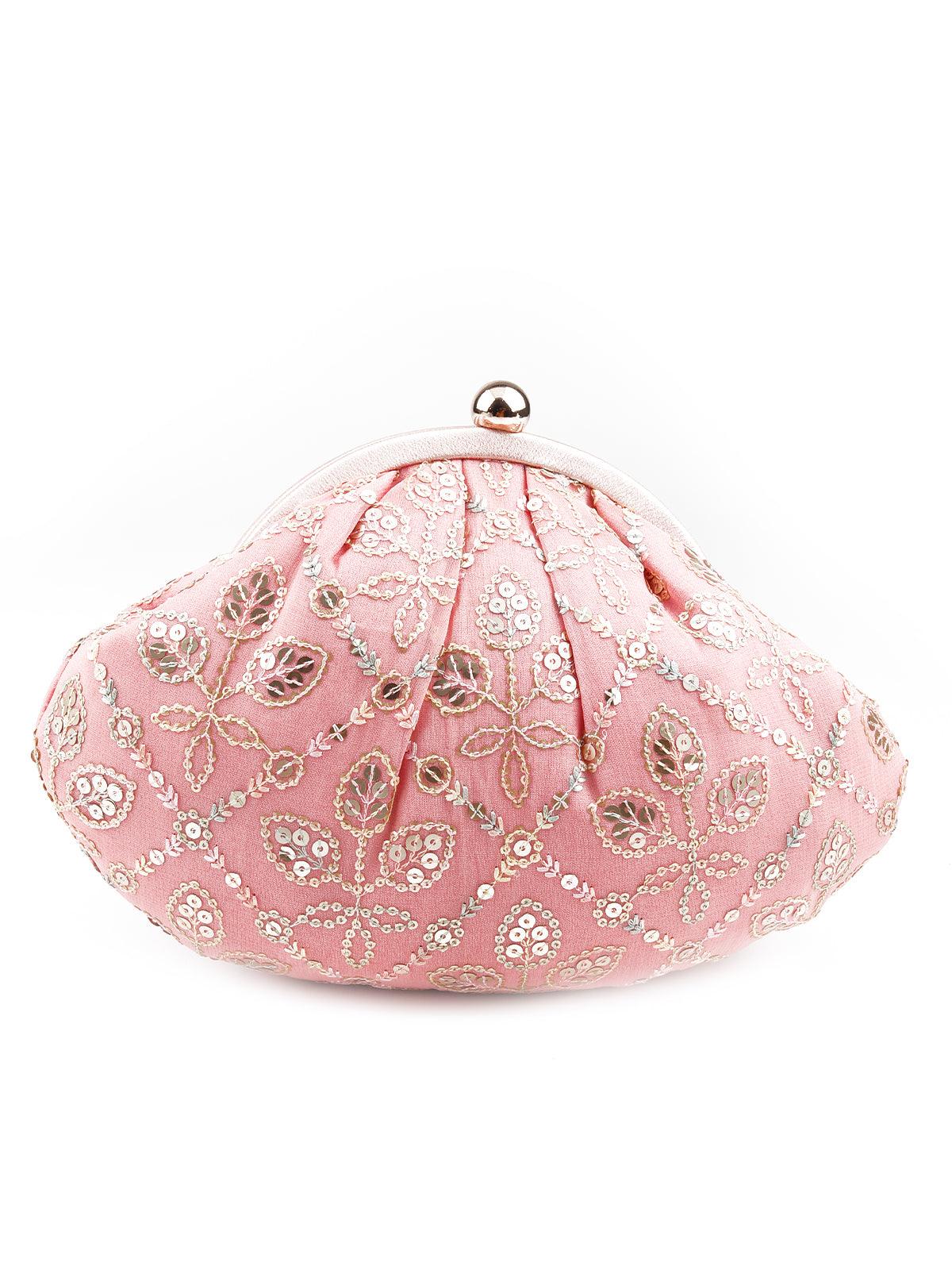 Odette Pink Floral Sophisticated Clutch For Women - Image 5
