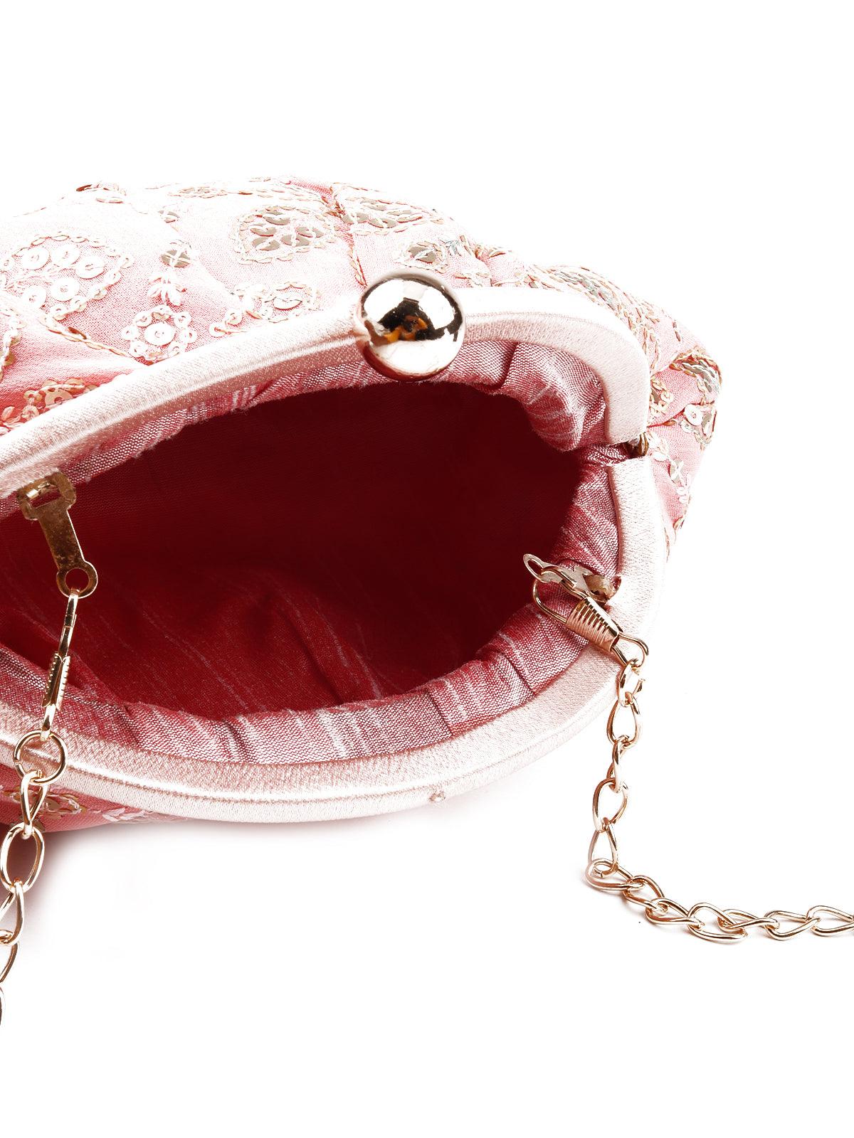 Odette Pink Floral Sophisticated Clutch For Women - Image 7