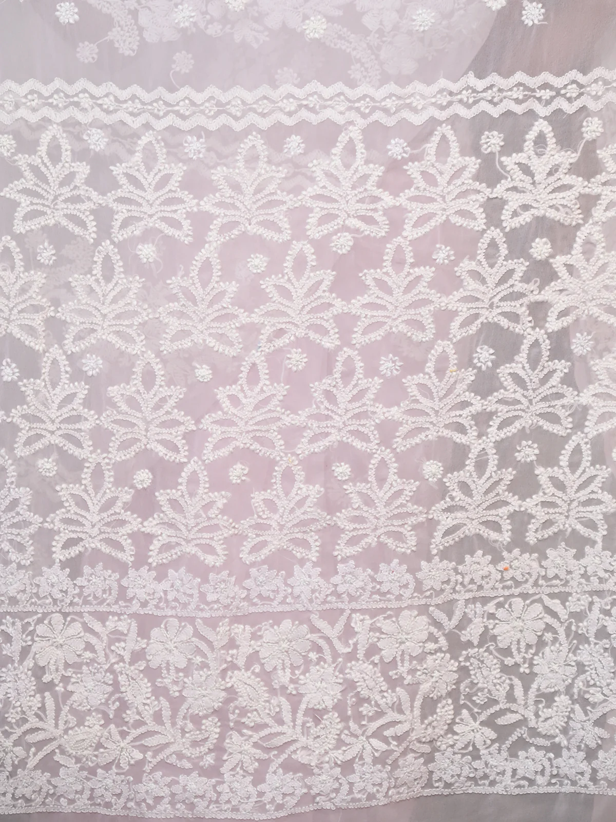 Odette Women Georgette Chikankari Embroidered Saree With Unstitched Blouse - Image 5