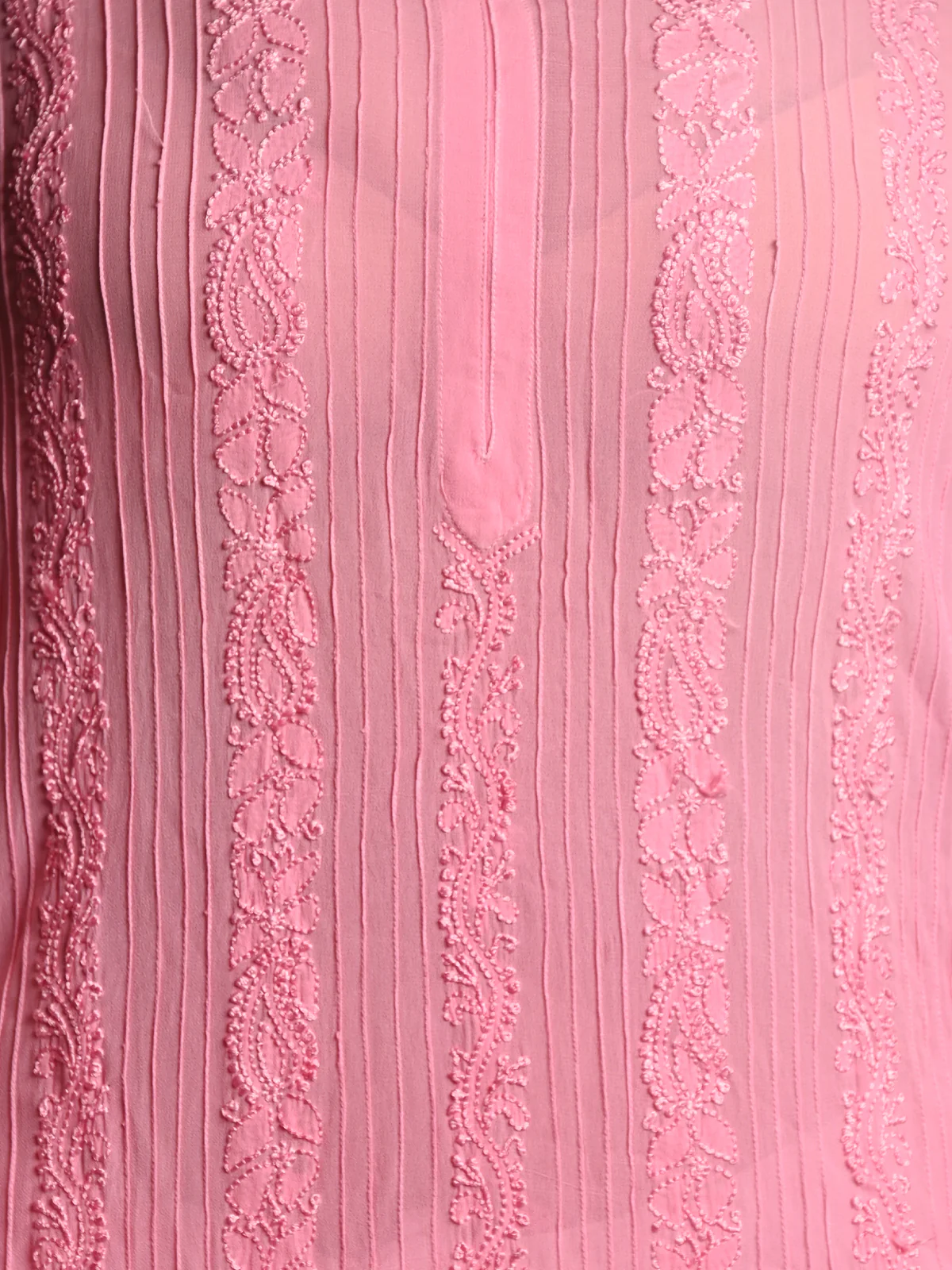 Odette Women Pink Georgette Chikankari Embroidered Stitched Kurta - Image 4