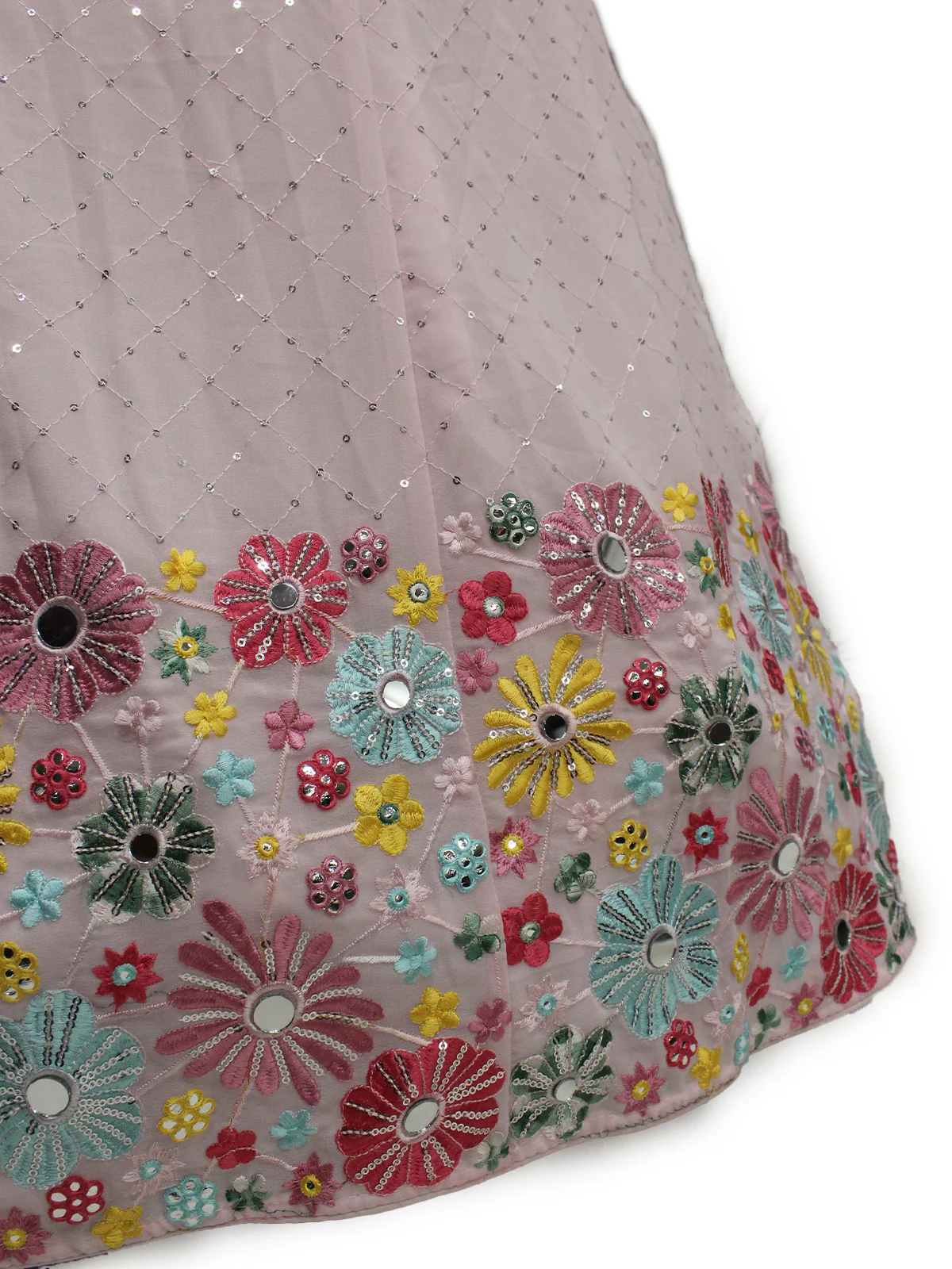 Odette Women Pink Georgette Embroidered Semi Stitched Lehenga With  Unstitched Blouse - Image 3