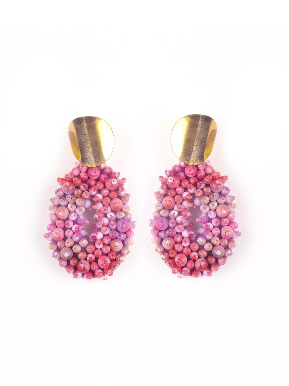 Odette Women Pink Gorgeous Beaded Earrings - Image 3