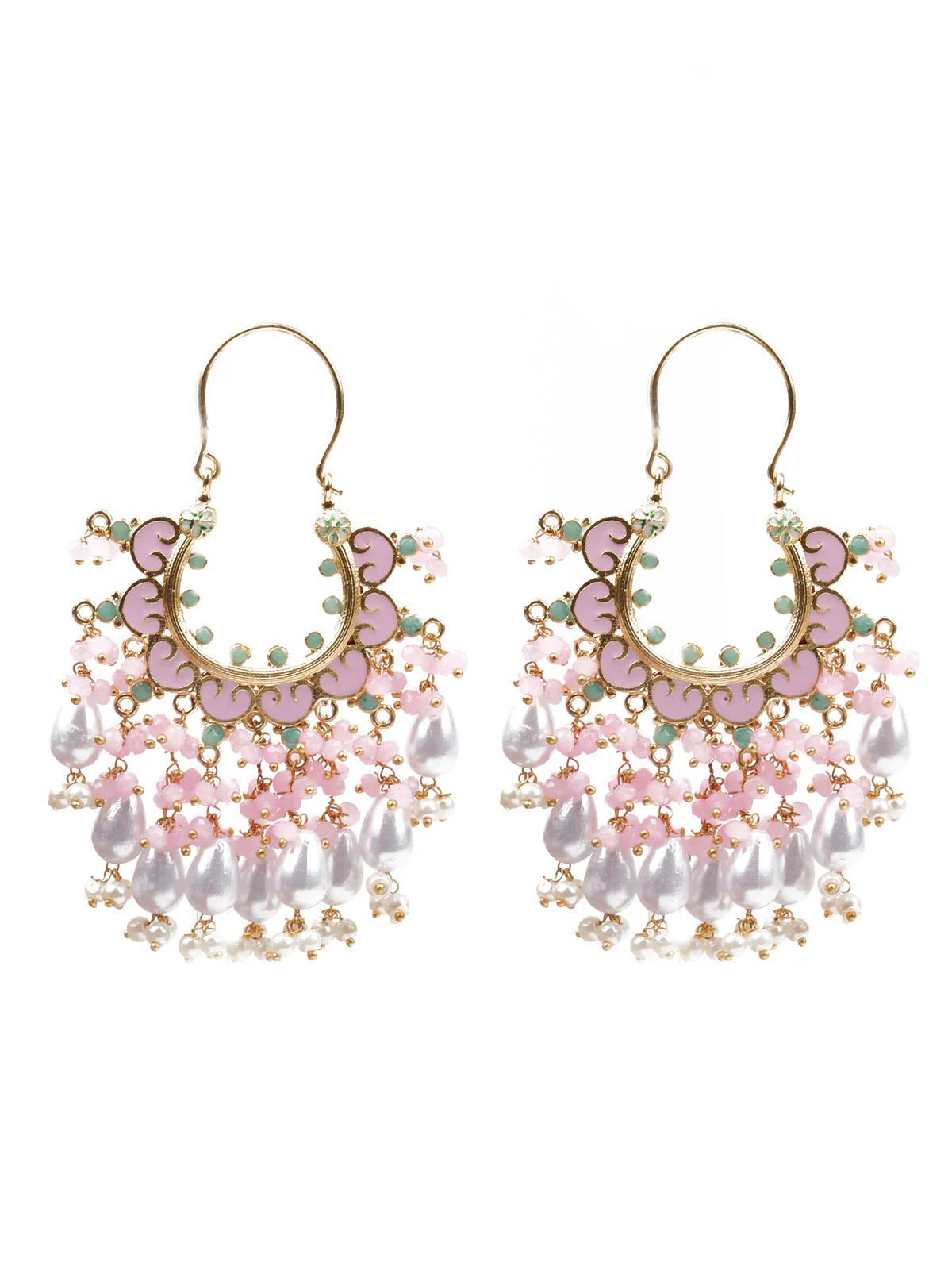 Odette Women Pink Hoop Style Earrings - Image 4