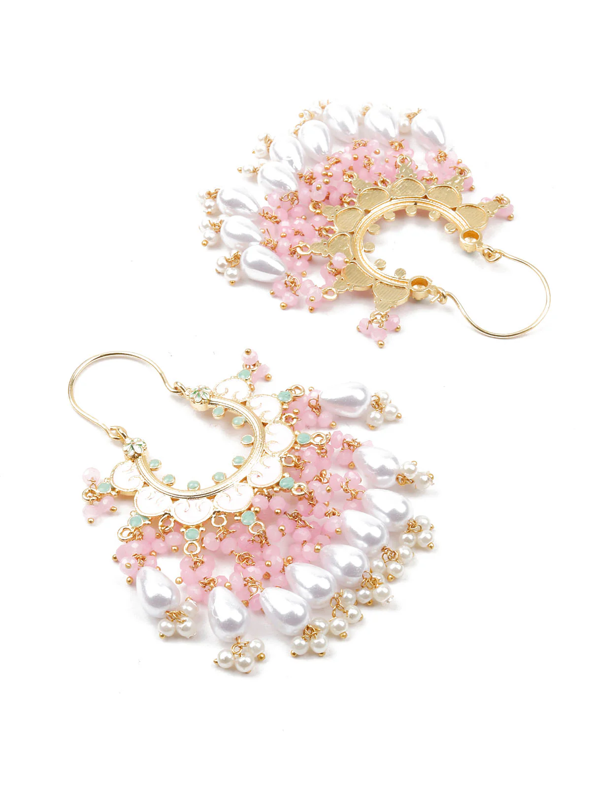 Odette Women Pink Hoop Style Earrings - Image 5