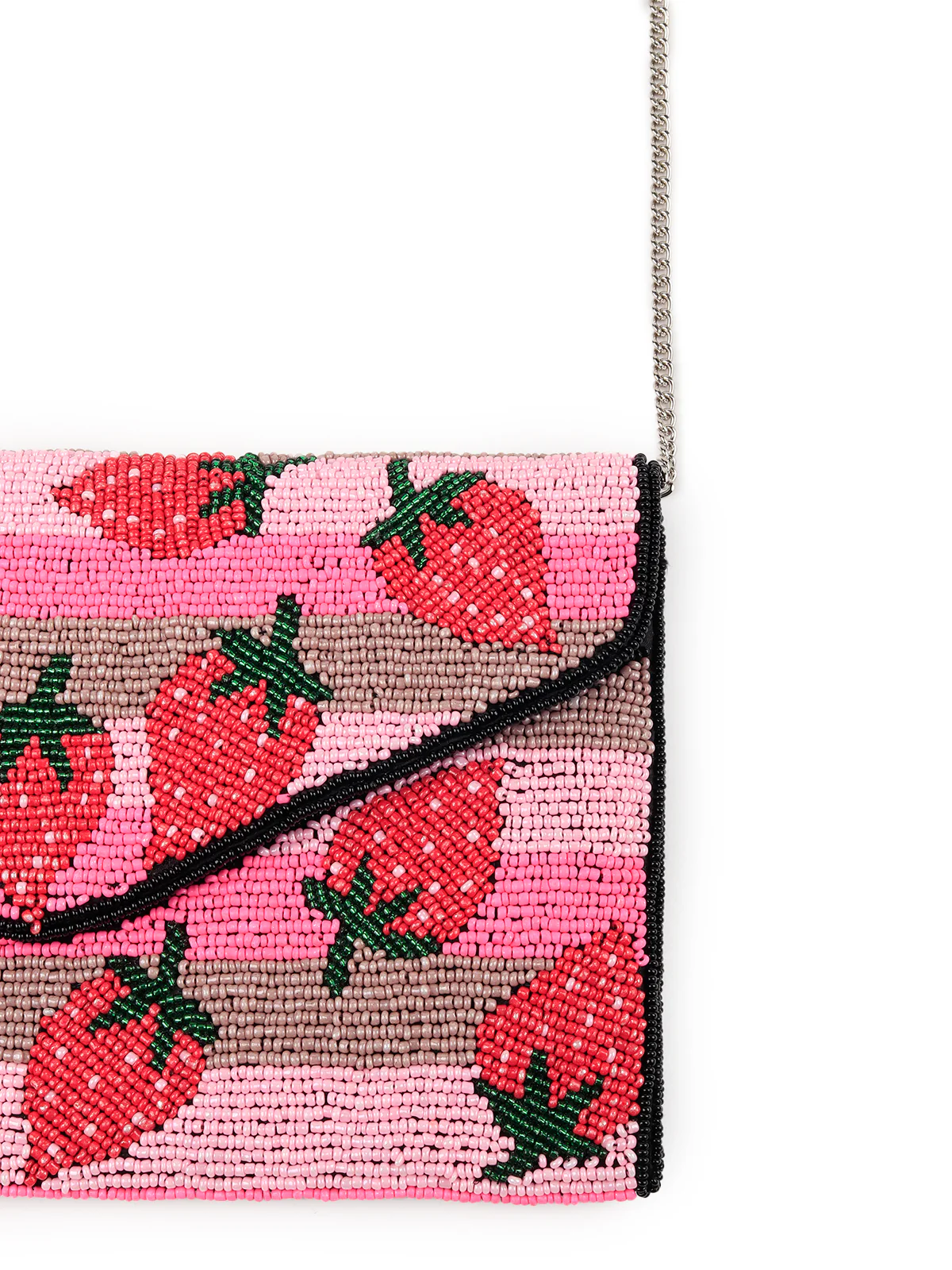 Odette Women Pink Hued Beaded Patterns Sling Bag - Image 5