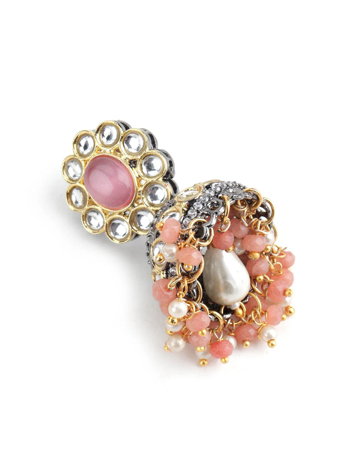 Odette Women Pink Mani-Kundan Thoughtful Choker Set - Image 5