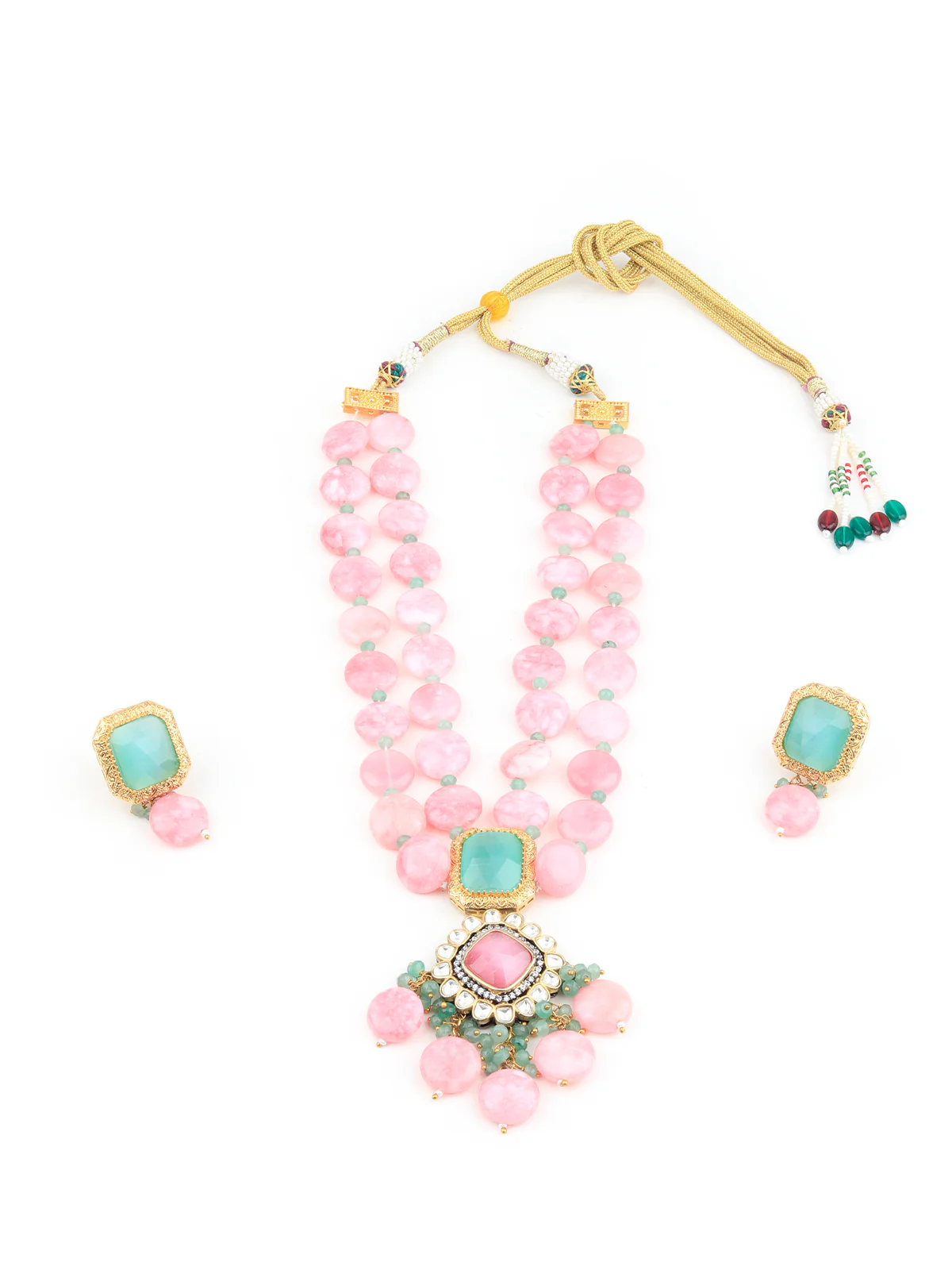 Odette Women Pink Marble Beads Long Necklace - Image 2