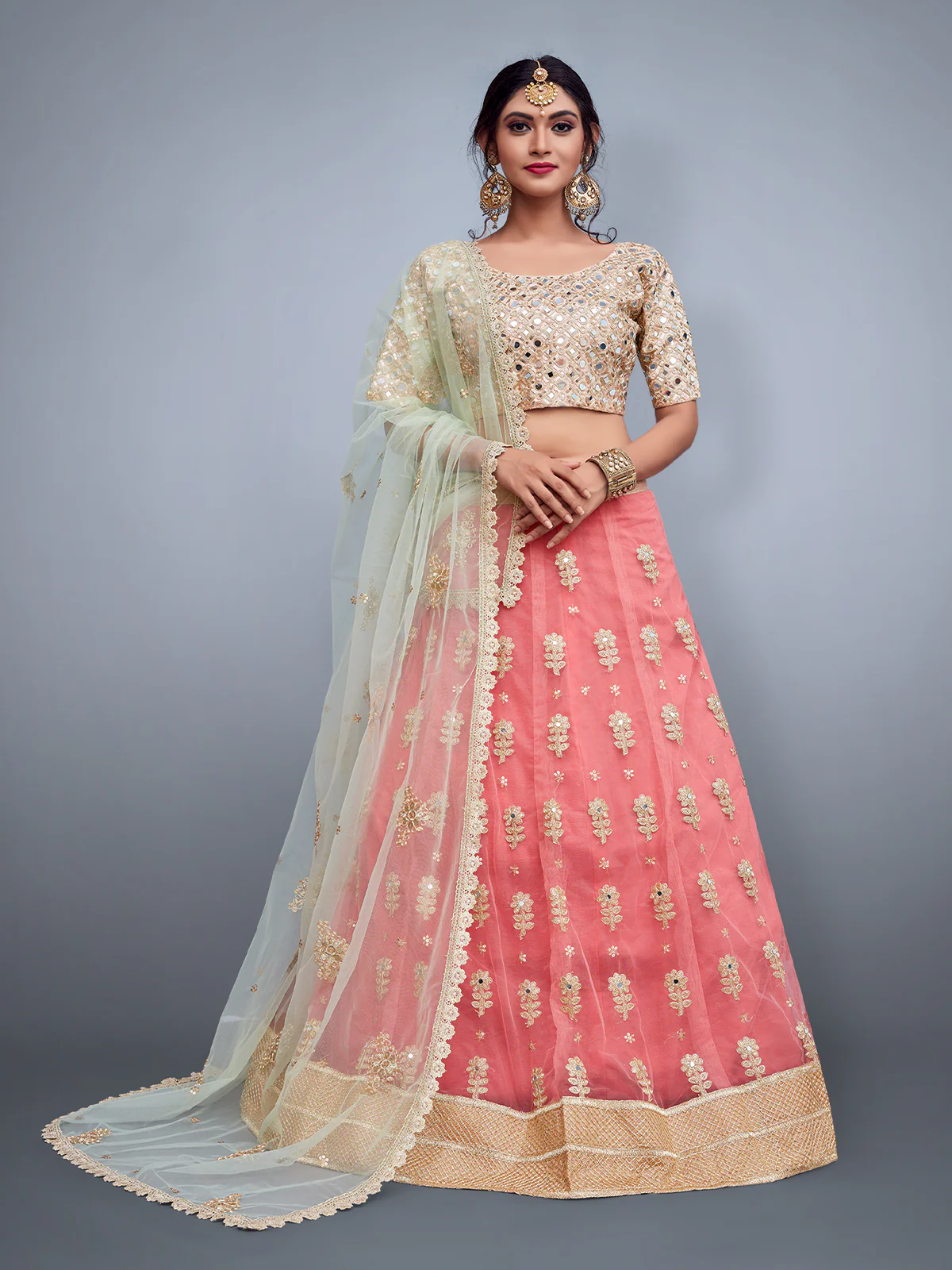 Odette Women Pink Embroidered Art Silk Semi Stitched Lehenga With Unstitched Blouse - Image 2