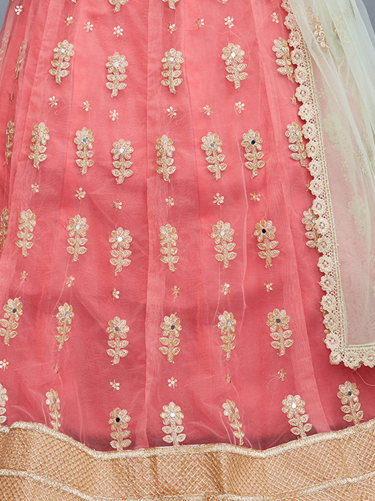 Odette Women Pink Embroidered Art Silk Semi Stitched Lehenga With Unstitched Blouse - Image 4