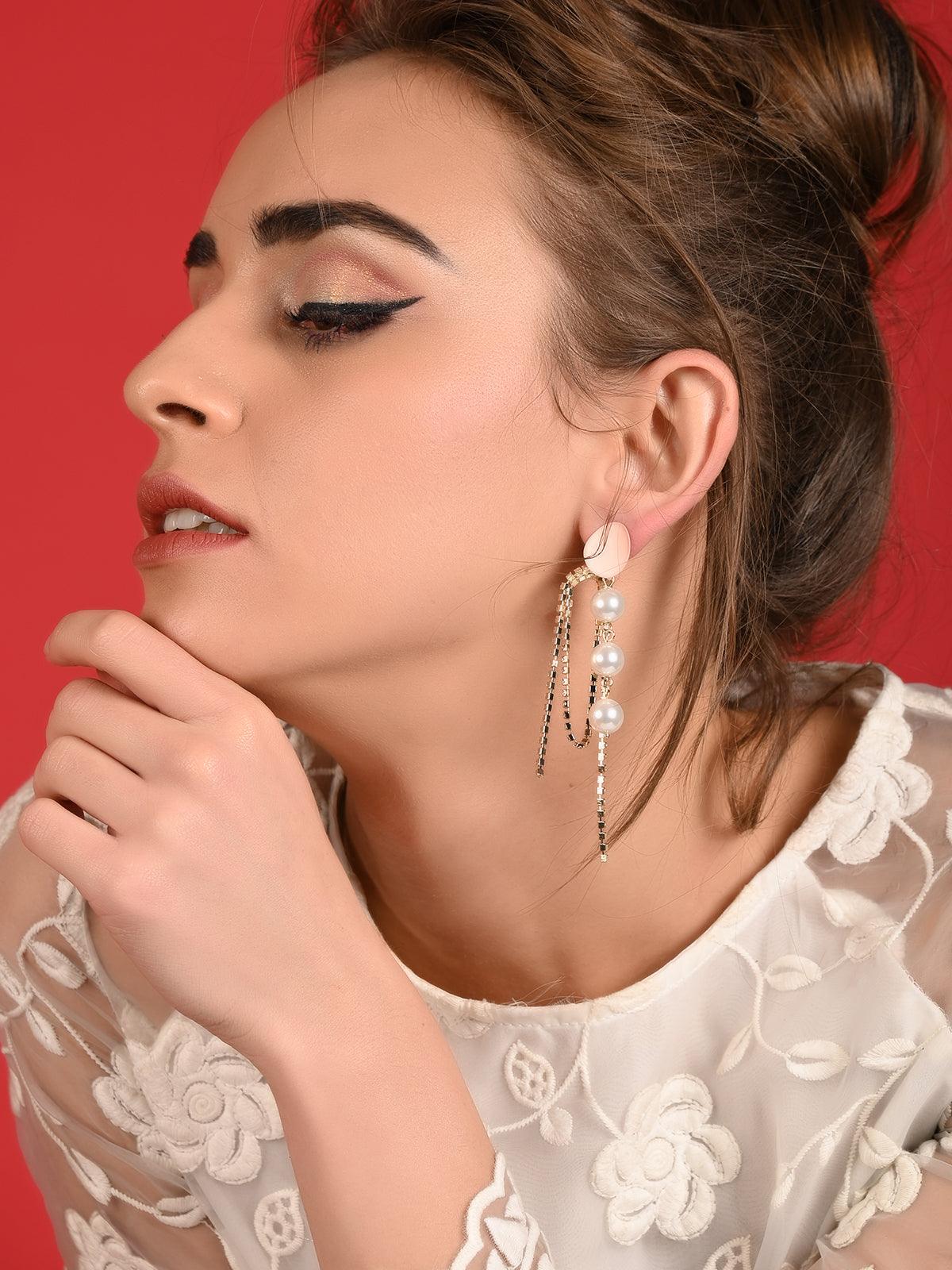 Odette Women Pink Modish Dangle Earrings