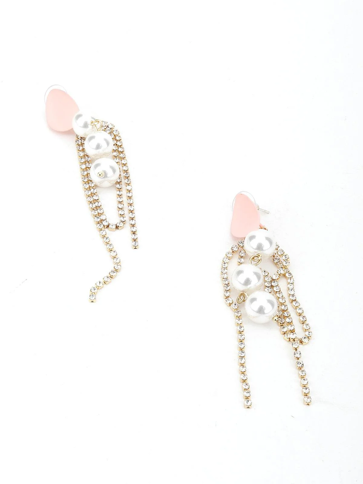 Odette Women Pink Modish Dangle Earrings - Image 5