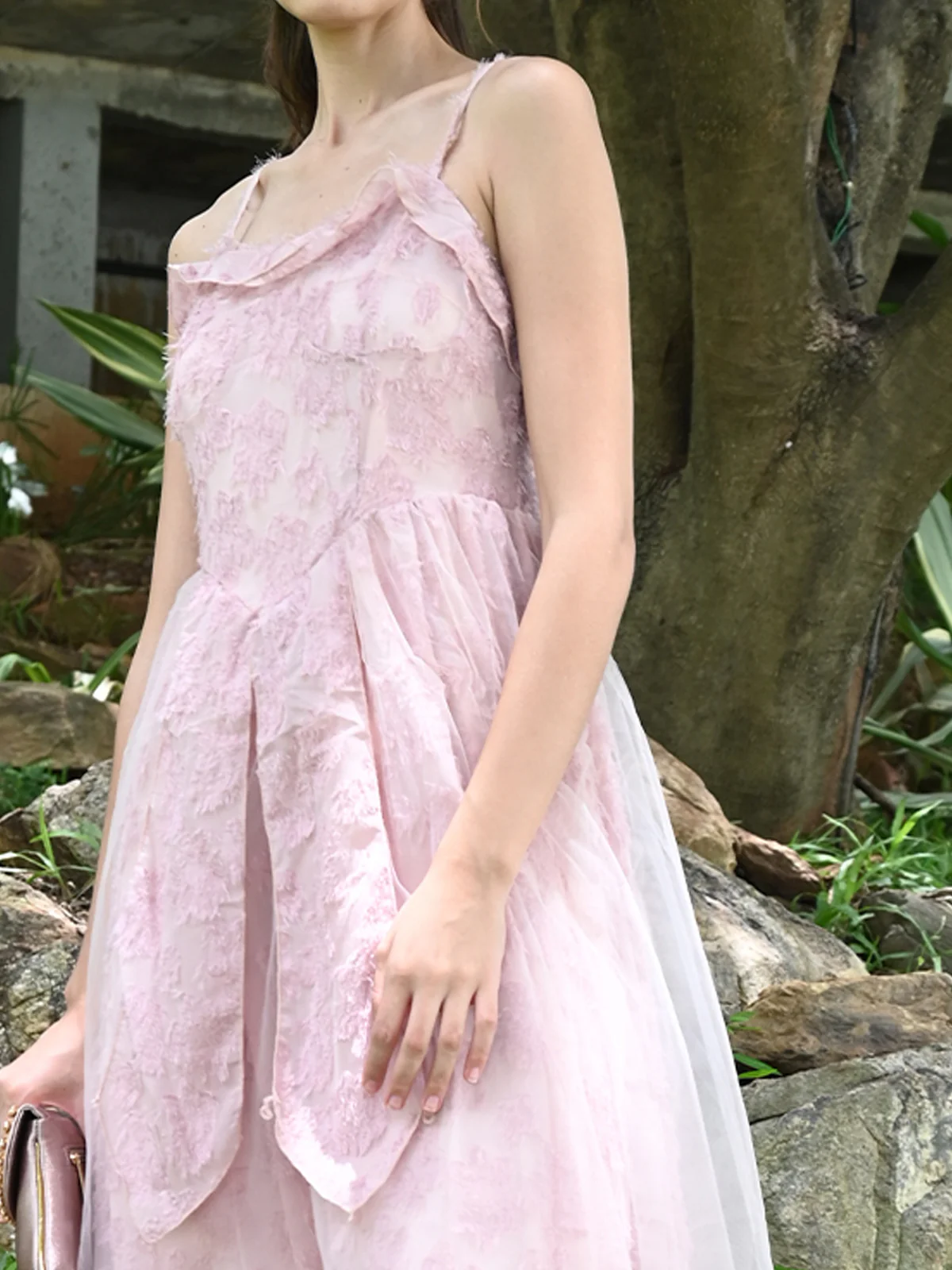 Odette Women Pink Polyester Voile With Brasso Fit And Flare Dress - Image 5