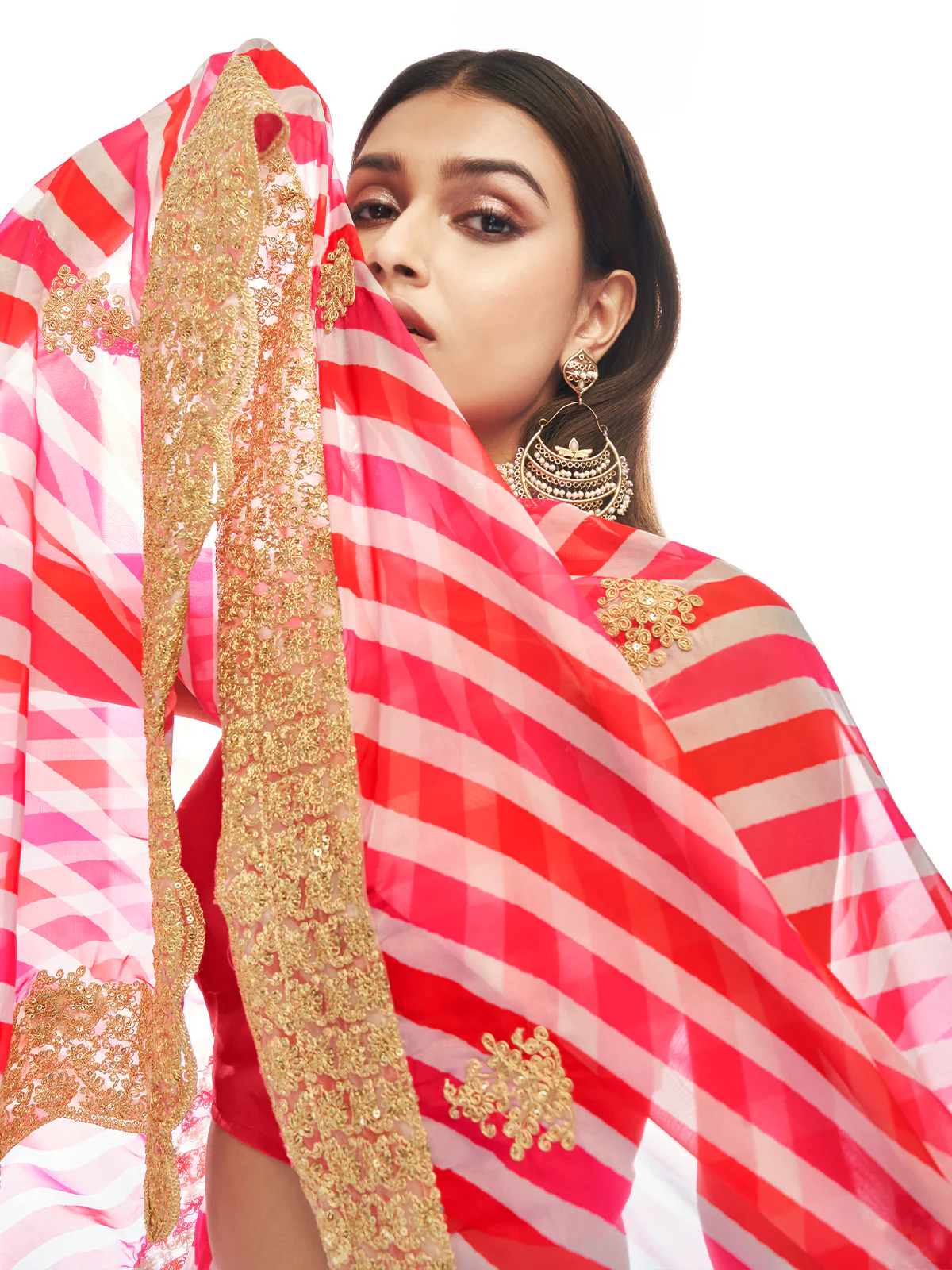 Odette Women Pink Embroidered Organza Semi Stitched Lehenga With Unstitched Blouse - Image 4
