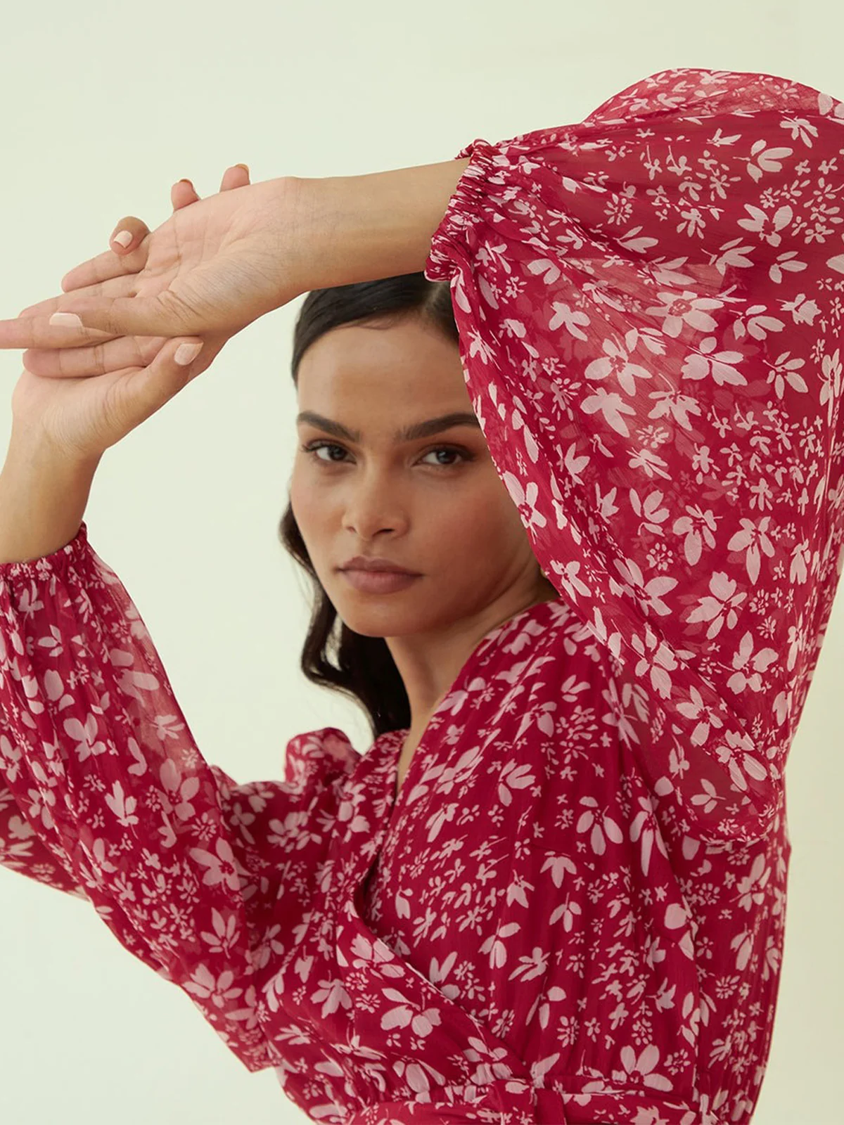 Odette Pink Rayon Stitched Printed Indo Western Dress For Women - Image 6