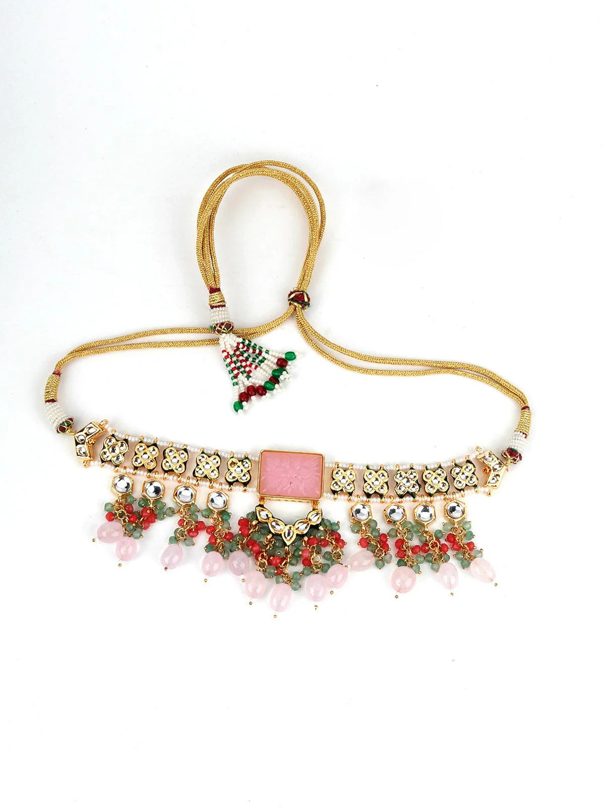Odette Women Pink Rhinestone Choker Necklace - Image 4