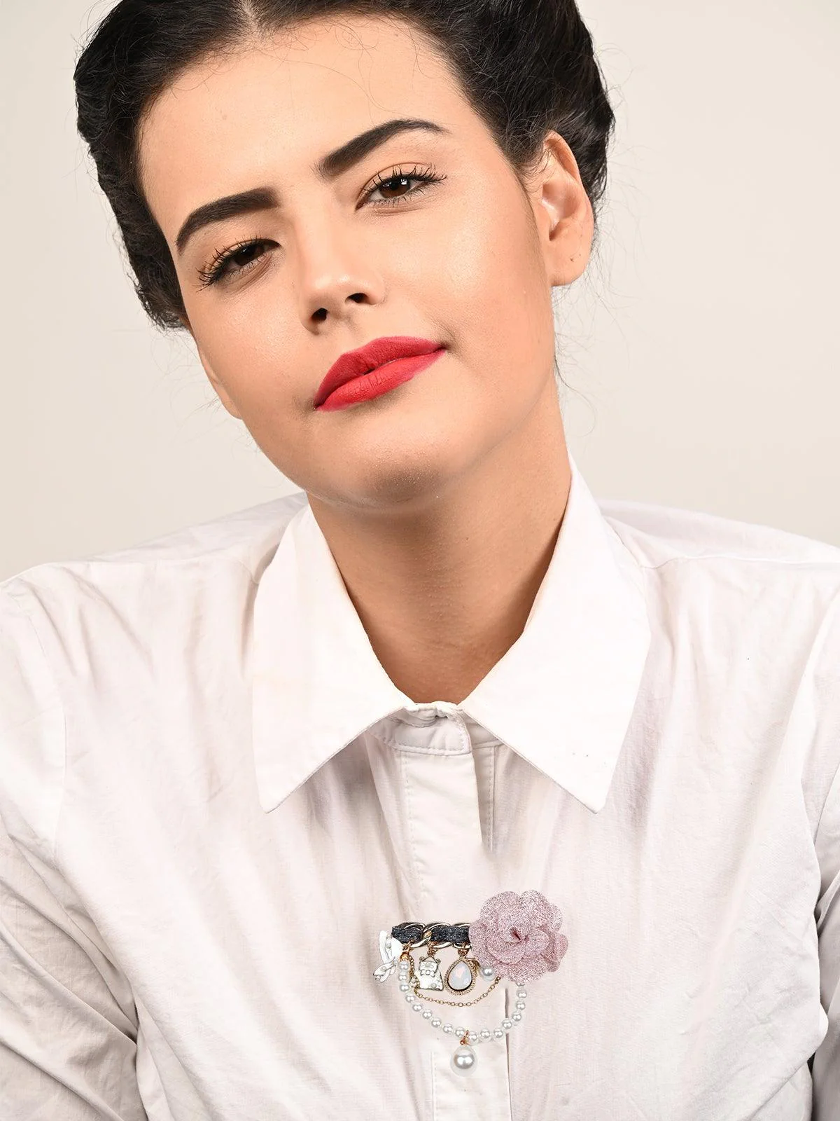 Odette Women Pink Metal Brooch - Image 2
