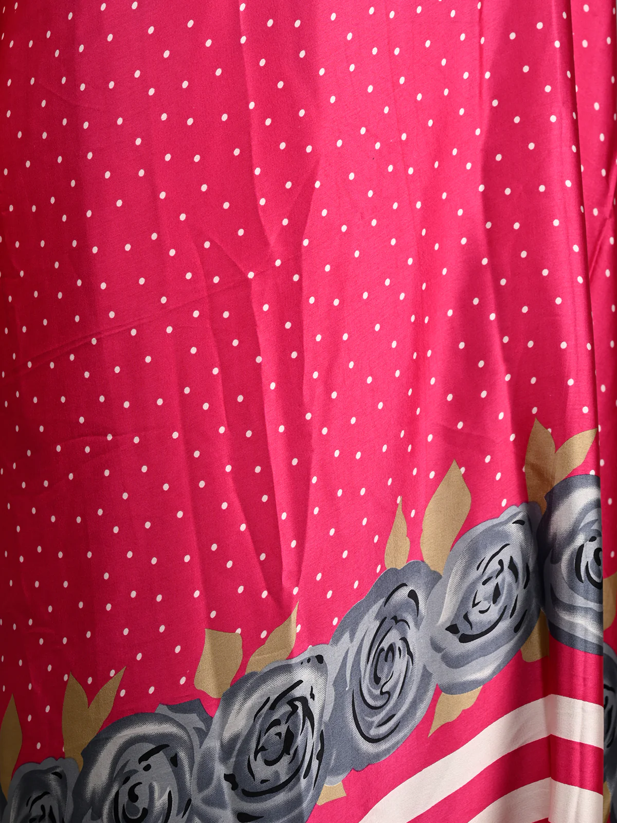 Odette Women Pink Satin Crepe Polka Dots Saree With Unstitched Blouse - Image 4