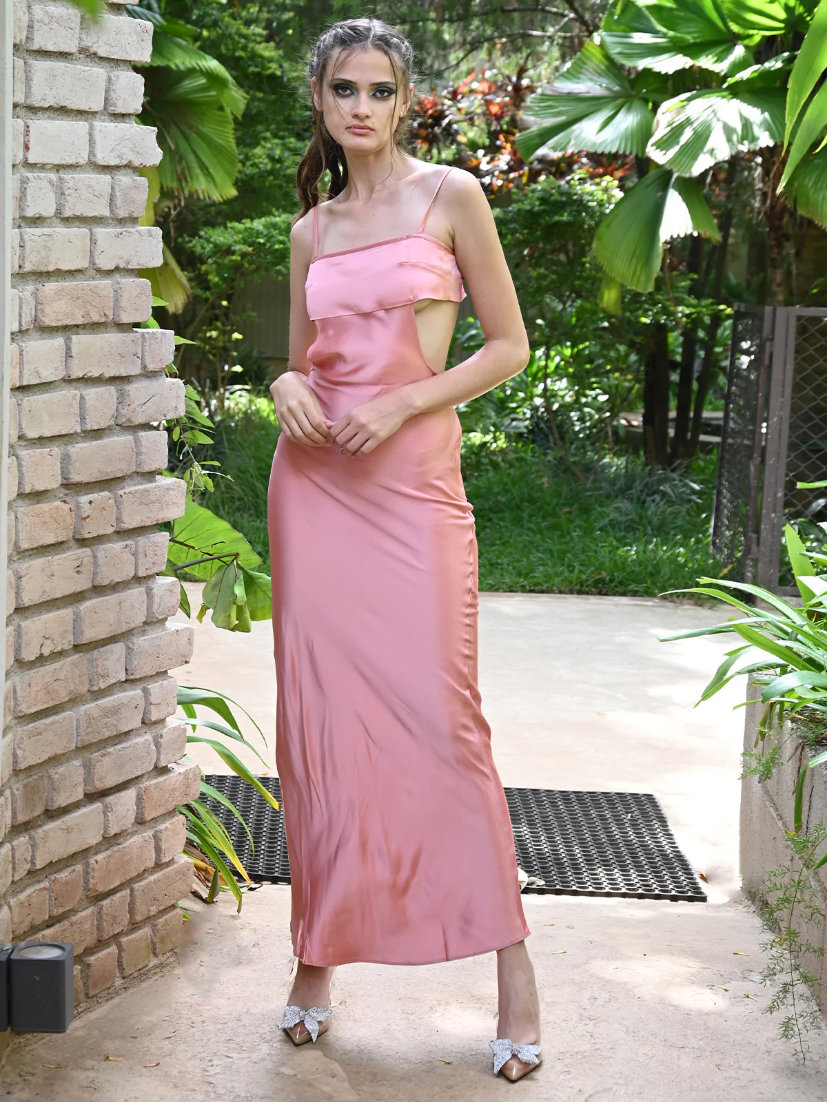Odette Women Satin Solid Stitched Dress - Image 2