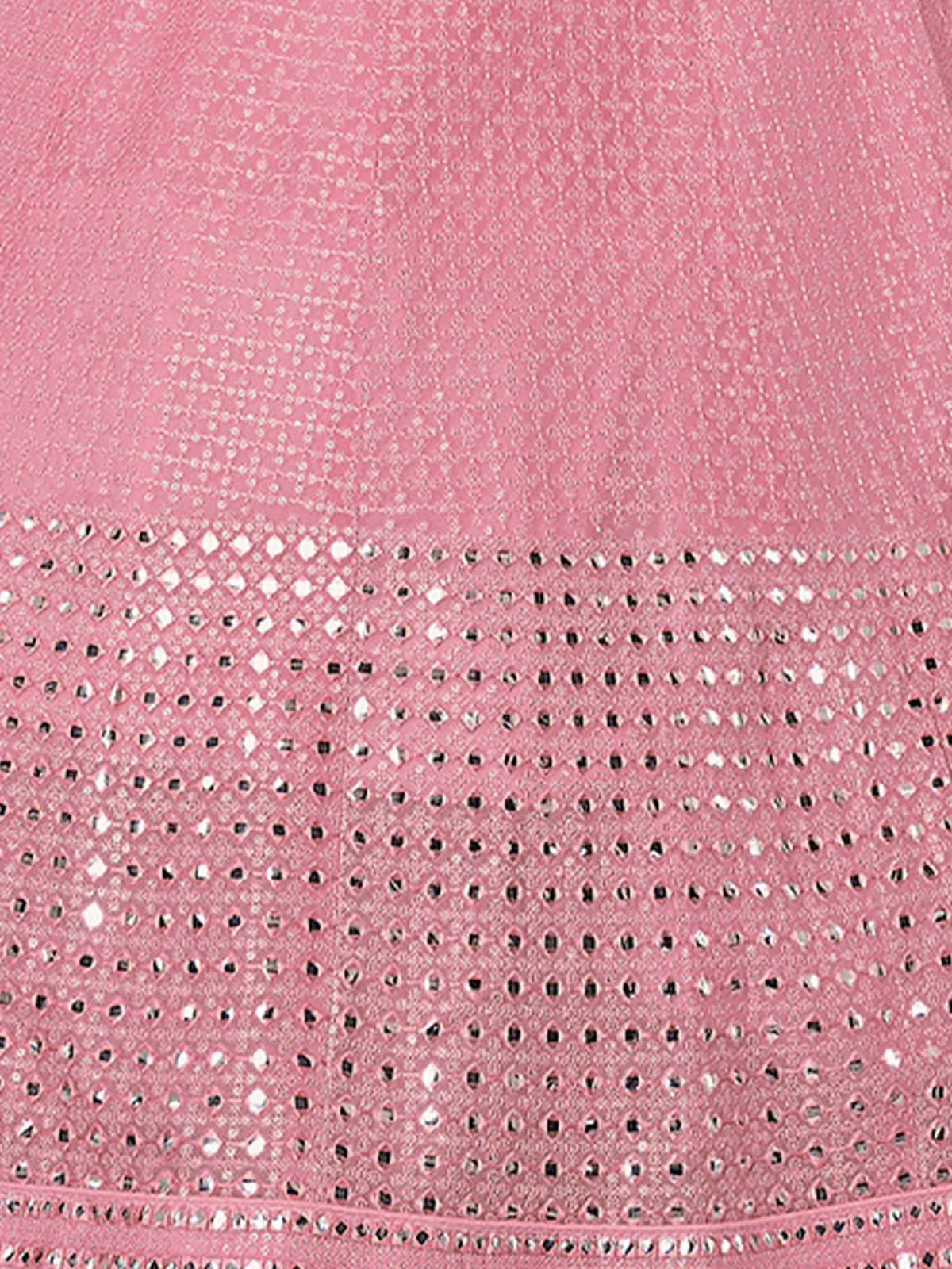 Odette Women Pink Embroidered Georgette Semi Stitched Lehenga With Unstitched Blouse - Image 3