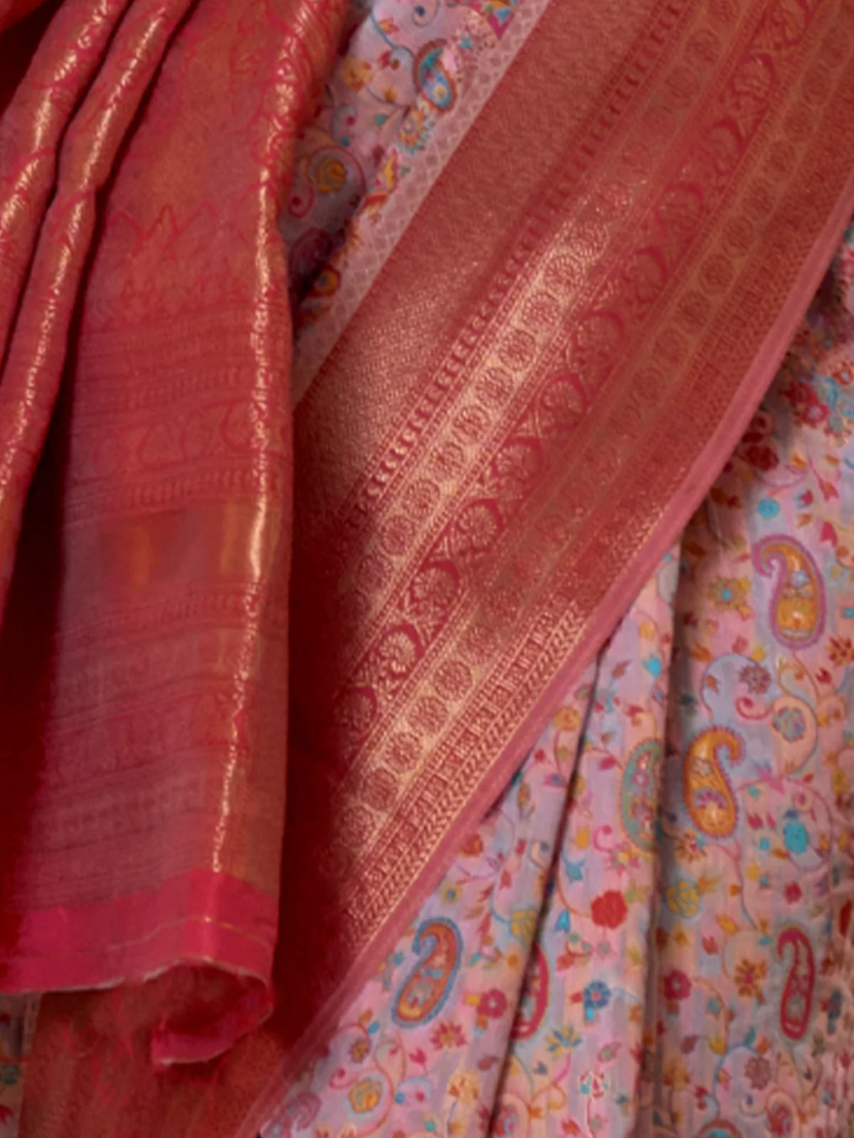 Odette Women Pink Modal Woven Saree With Unstitched Blouse - Image 3