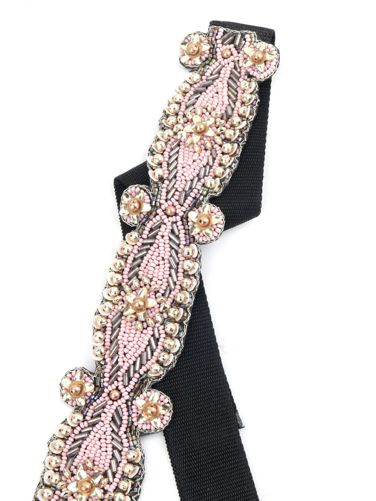 Odette Women Pink Slim Tieable Black Fabric Belt - Image 3