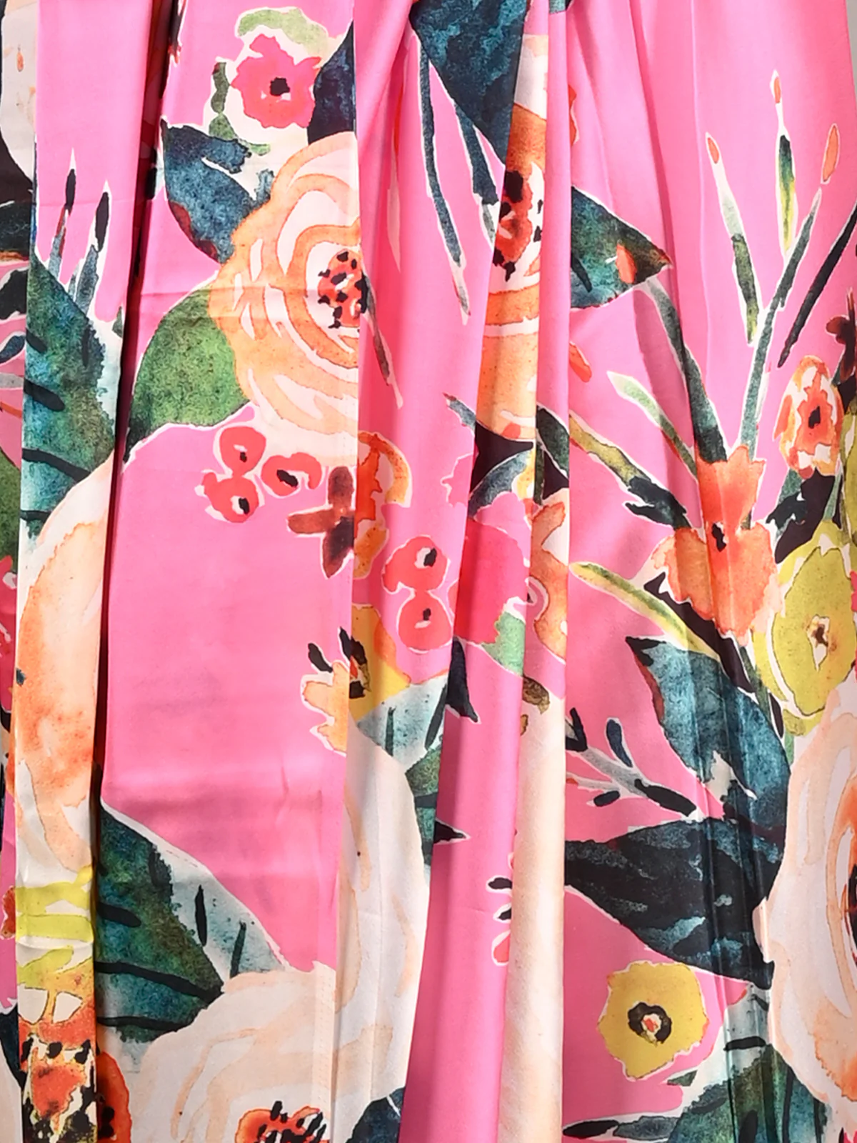 Odette Women Pink Soft Crepe Digital Floral Print Saree With Unstitched Blouse - Image 4