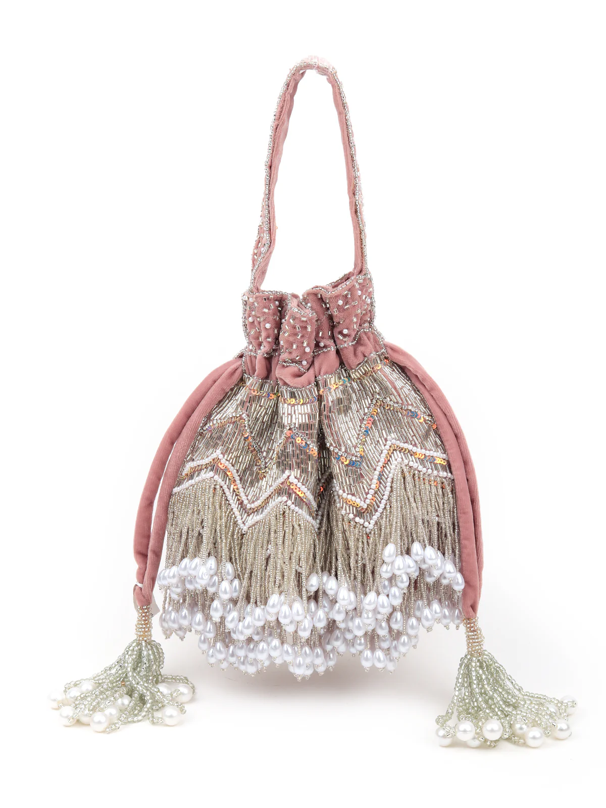 Odette Women Pink Tassel Potli Bag - Image 3