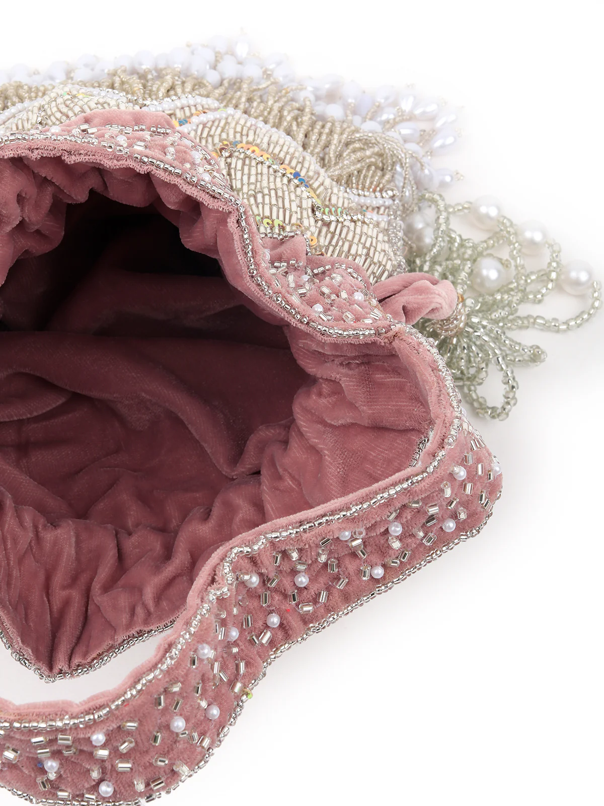 Odette Women Pink Tassel Potli Bag - Image 5