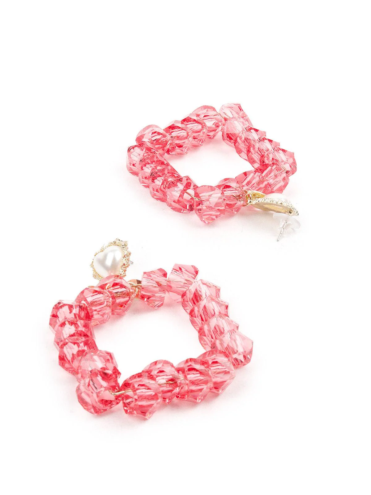 Odette Women Peach Textured Stunning Statement Earrings - Image 4