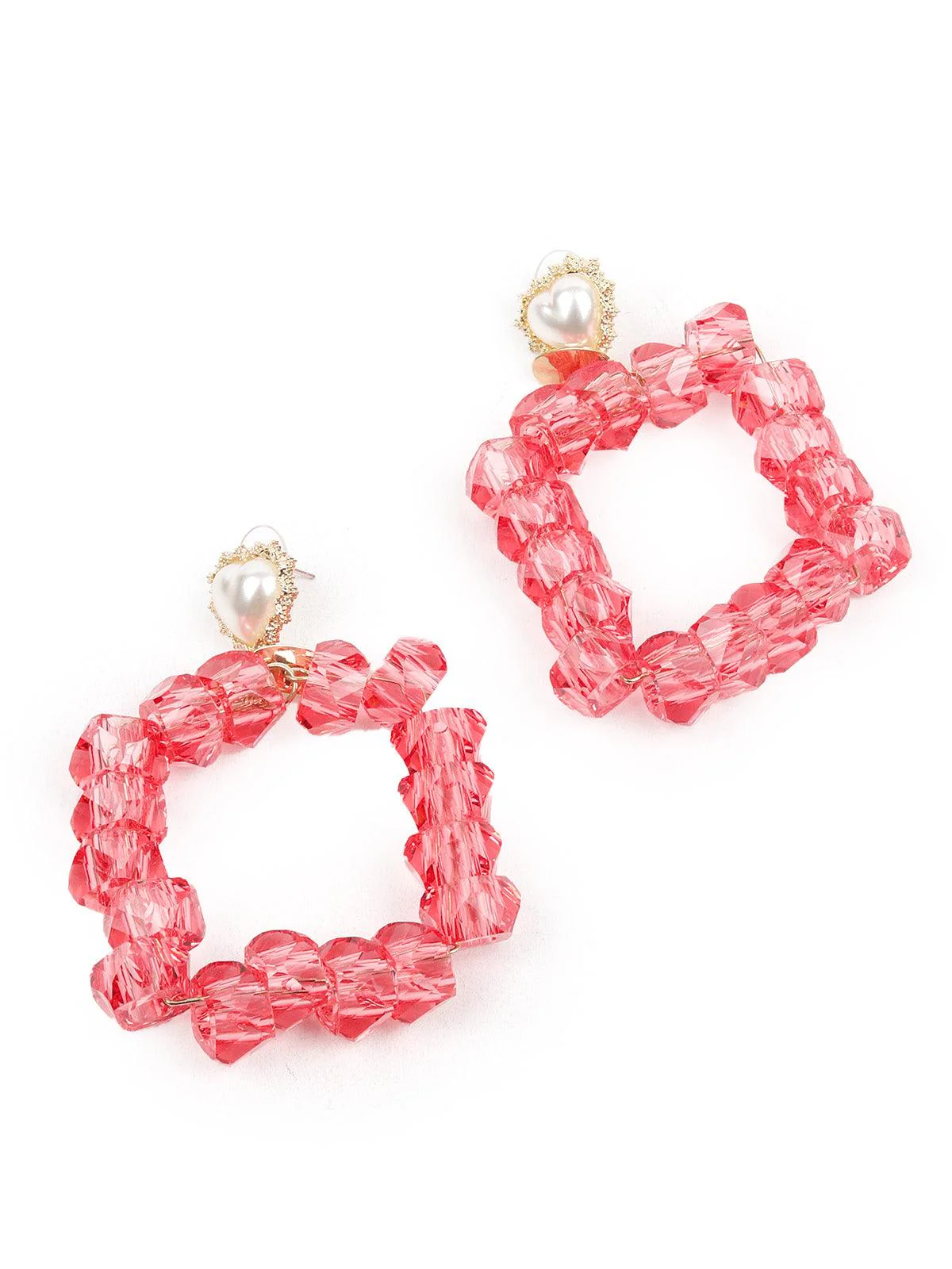 Odette Women Peach Textured Stunning Statement Earrings - Image 5