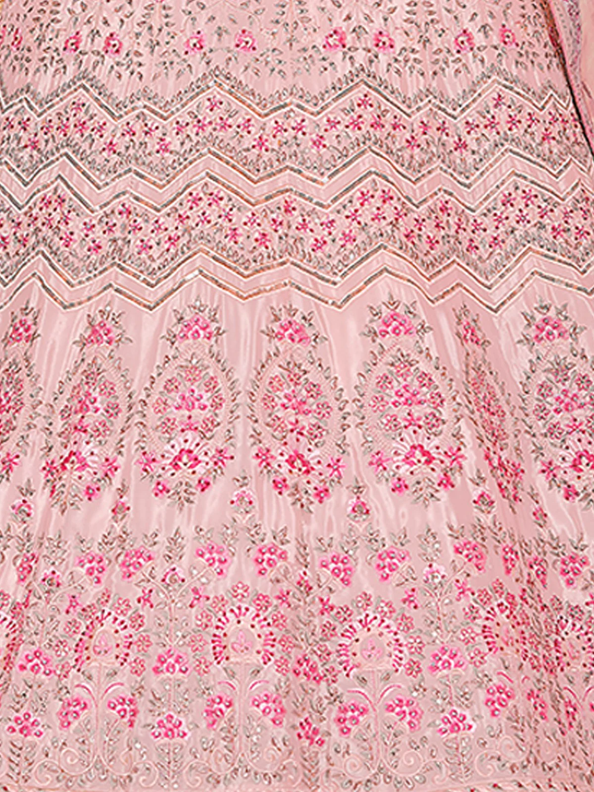 Odette Women Pink Crepe Semi Stitched Lehenga With Unstitched Blouse - Image 3