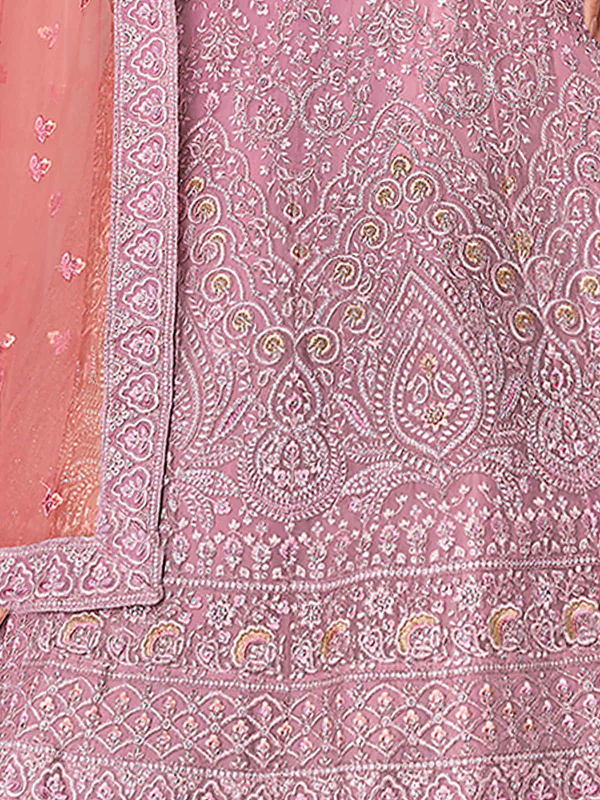 Odette Women Pink Embroidered Organza Semi Stitched Lehenga With Unstitched Blouse - Image 3