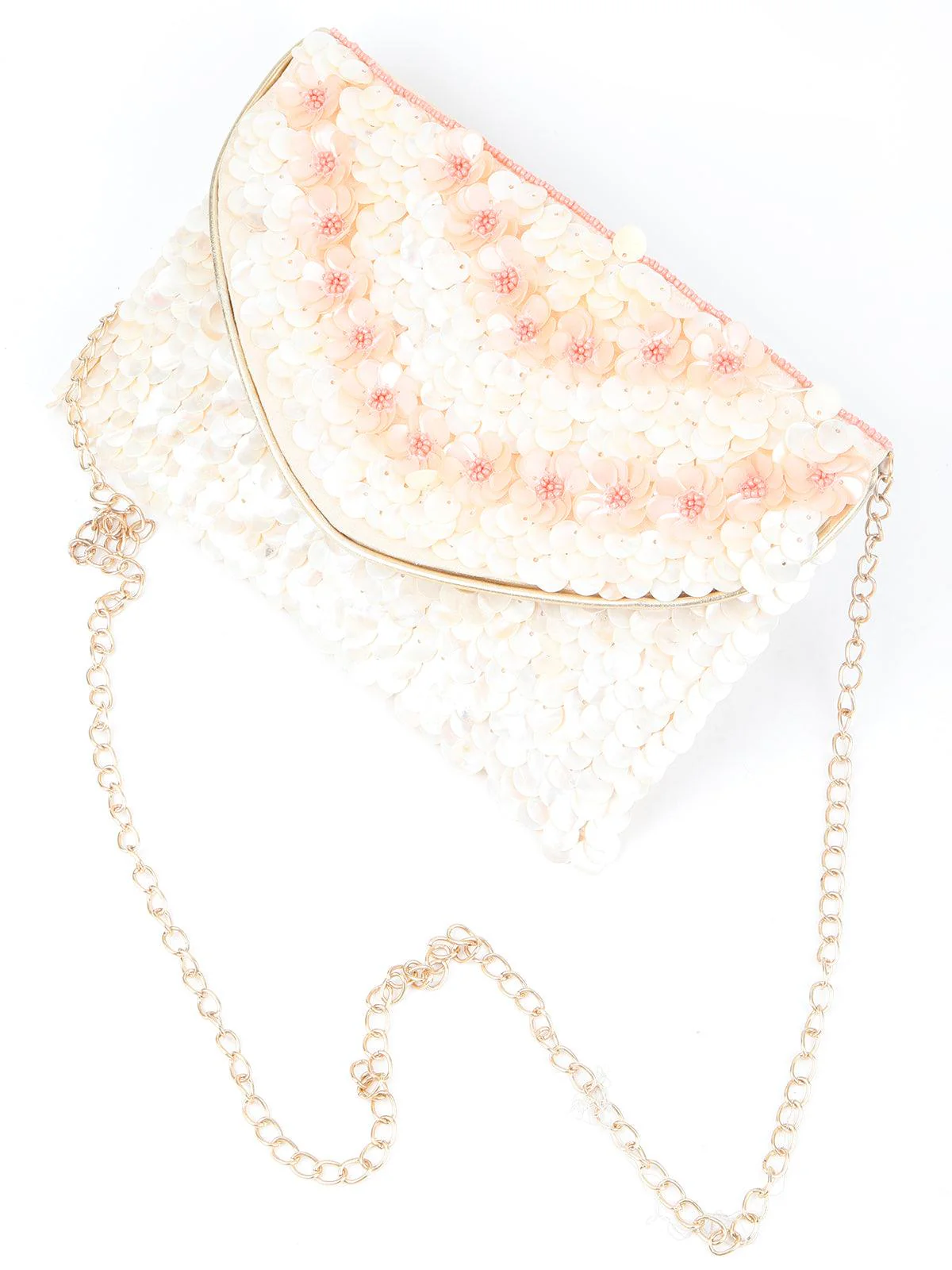 Odette Women Pink-White Floral Envelope Clutch - Image 4
