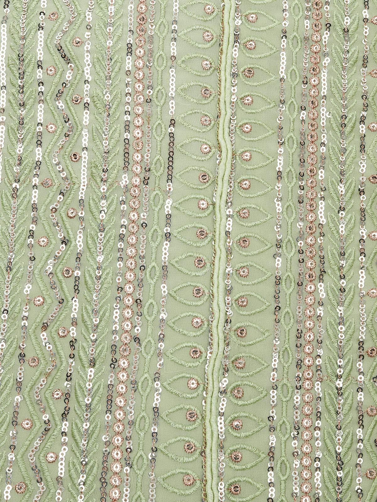 Odette Women Green Color Party Wear Georgette Semi Stitched Suit - Image 3