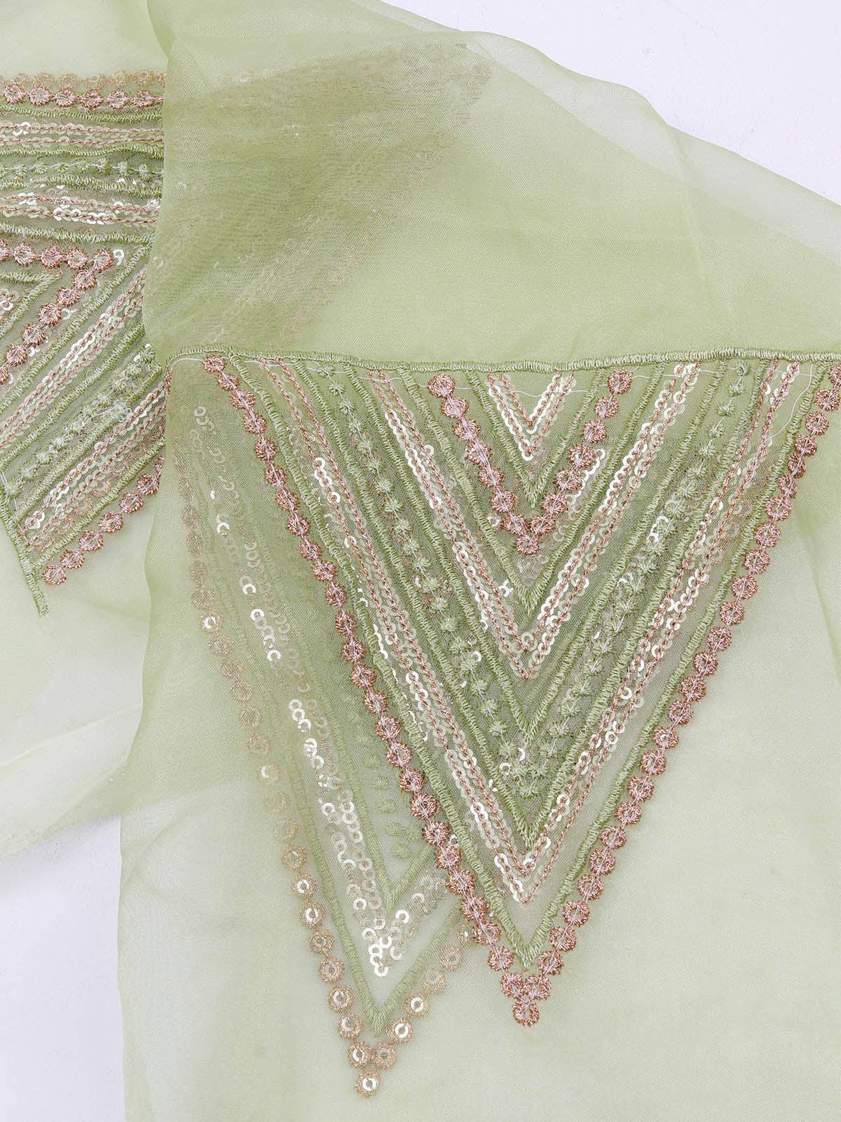 Odette Women Green Color Party Wear Georgette Semi Stitched Suit - Image 6