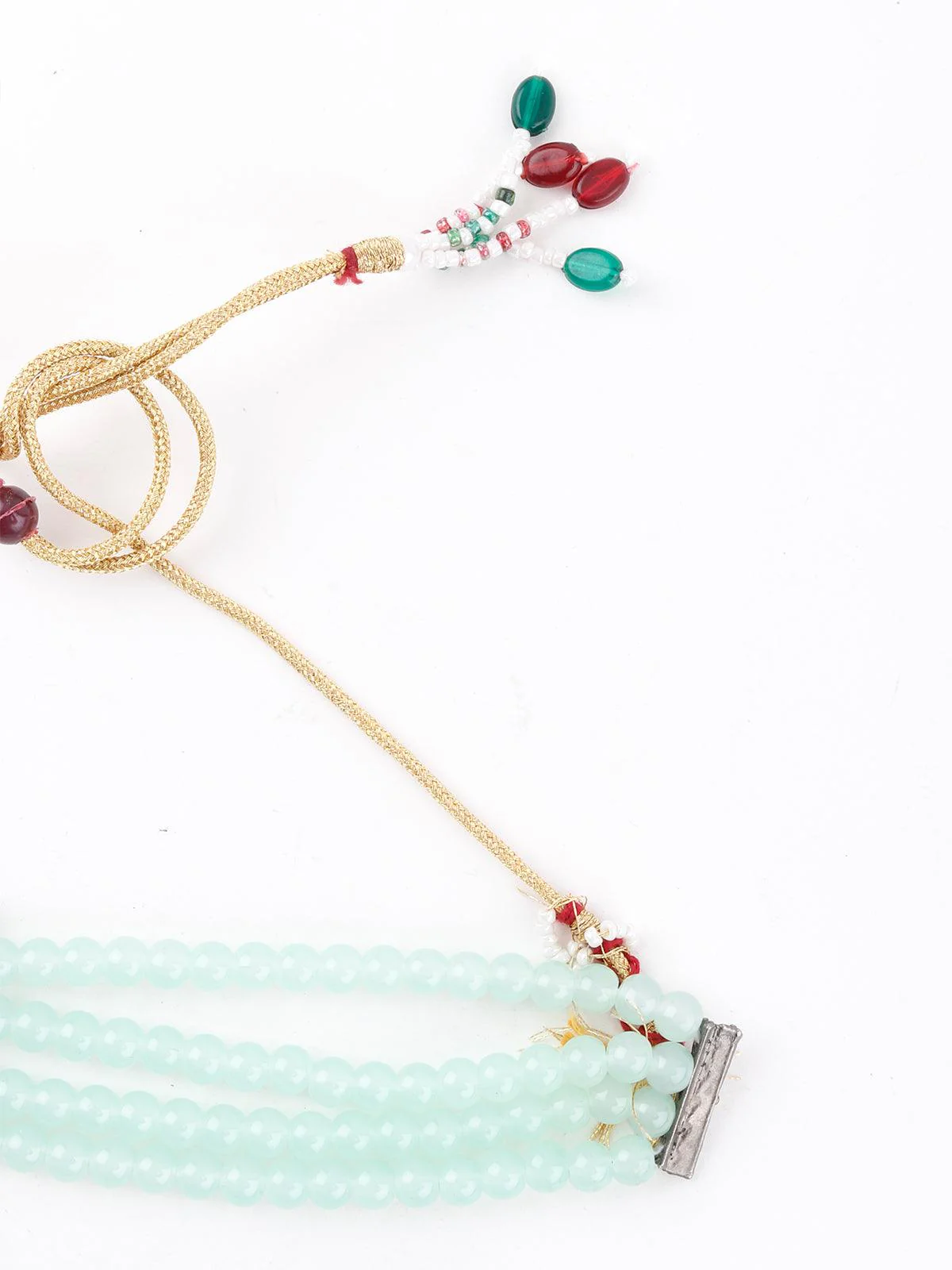 Odette Women Delightful Aqua Green Crystal Choker Necklace Set - Image 6