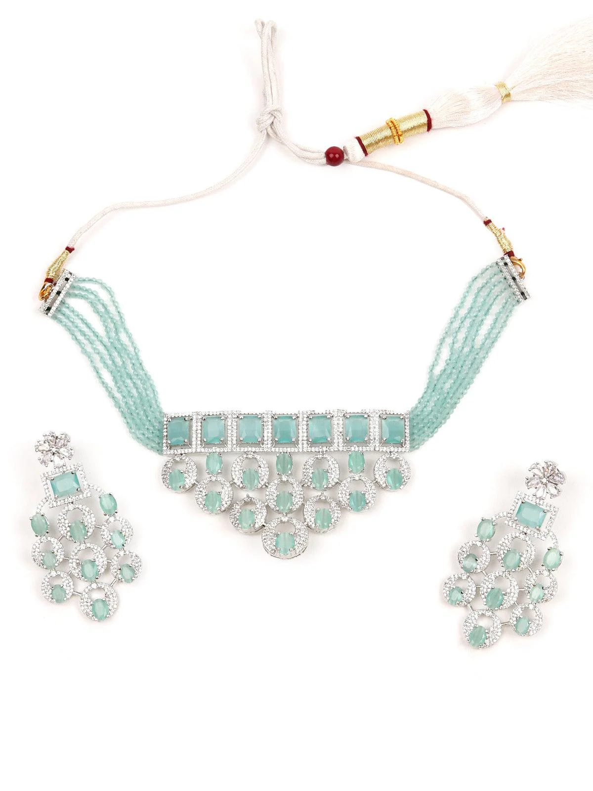 Odette Women Plush Sea Green Choker Set - Image 3