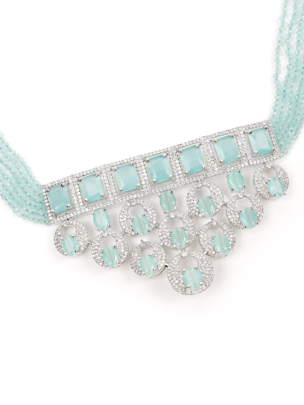 Odette Women Plush Sea Green Choker Set - Image 4