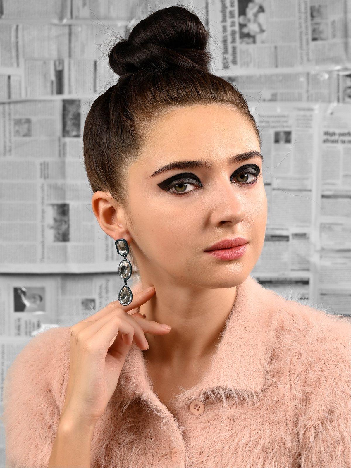 Odette Women Blue Metal Earrings - Image 2