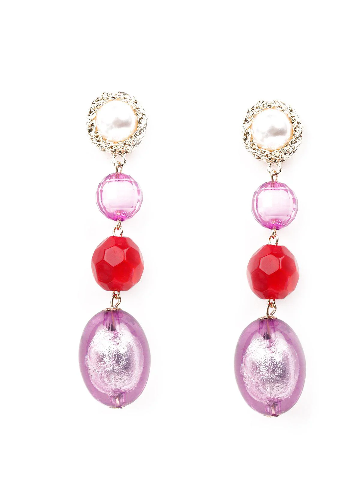 Odette Women Purple And Red Straw Earrings - Image 3