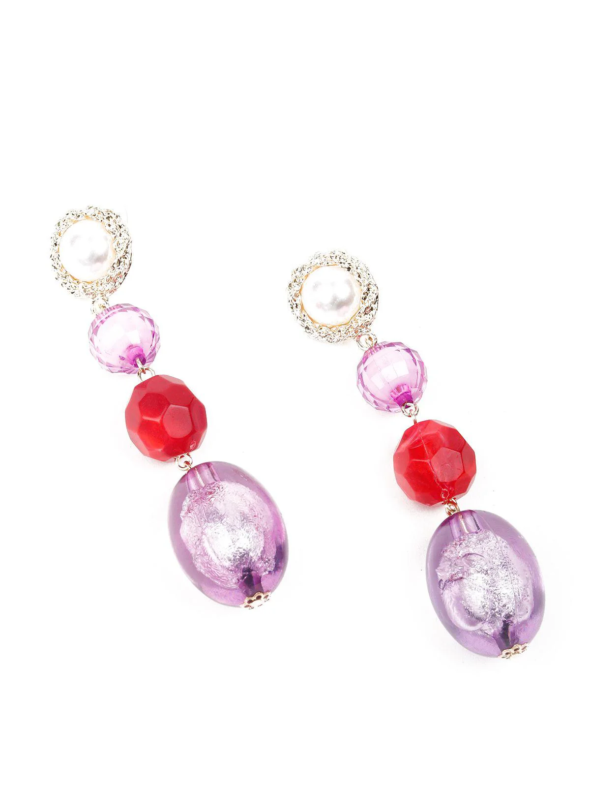 Odette Women Purple And Red Straw Earrings - Image 4