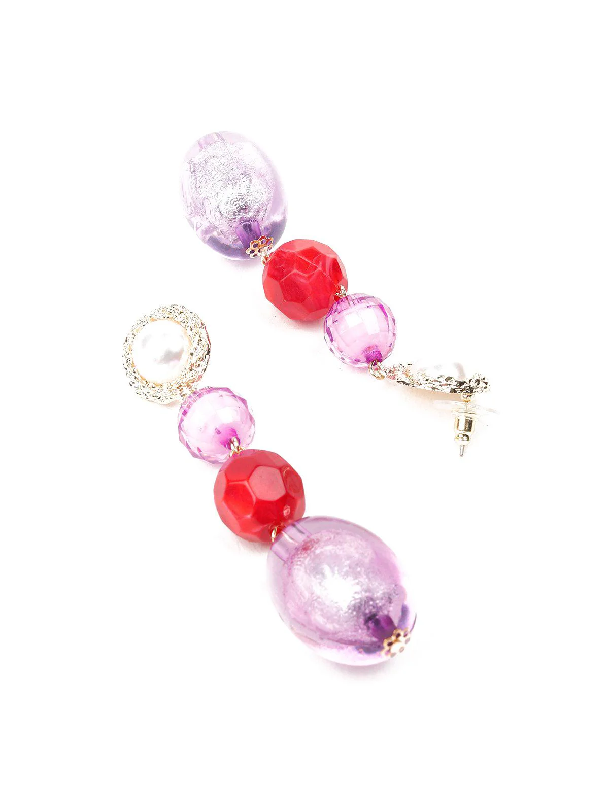 Odette Women Purple And Red Straw Earrings - Image 6