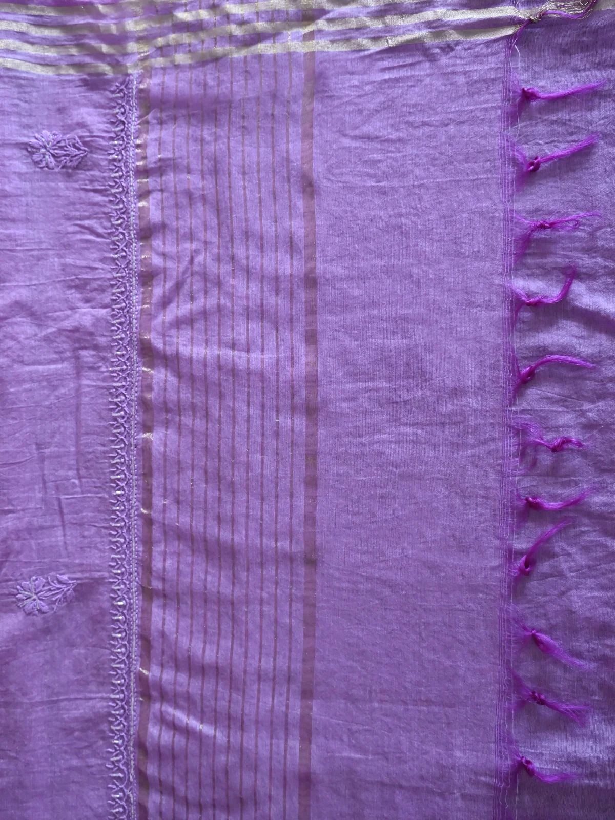 Odette Women Purple Cotton Chikankari Beads Embroidered Stitched Kurta With Dupatta - Image 5