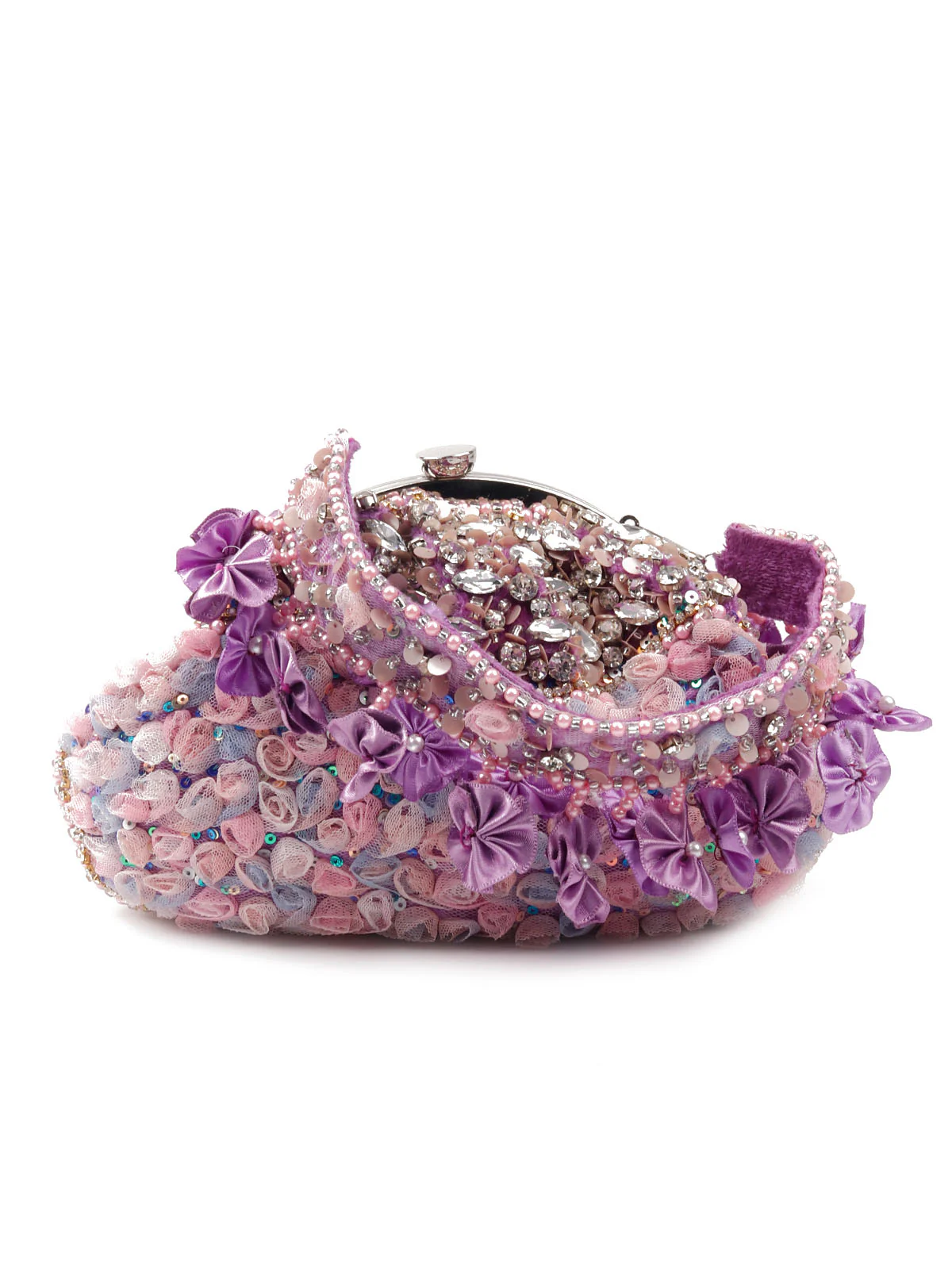 Odette Women Purple Embellished Potli Bag - Image 3