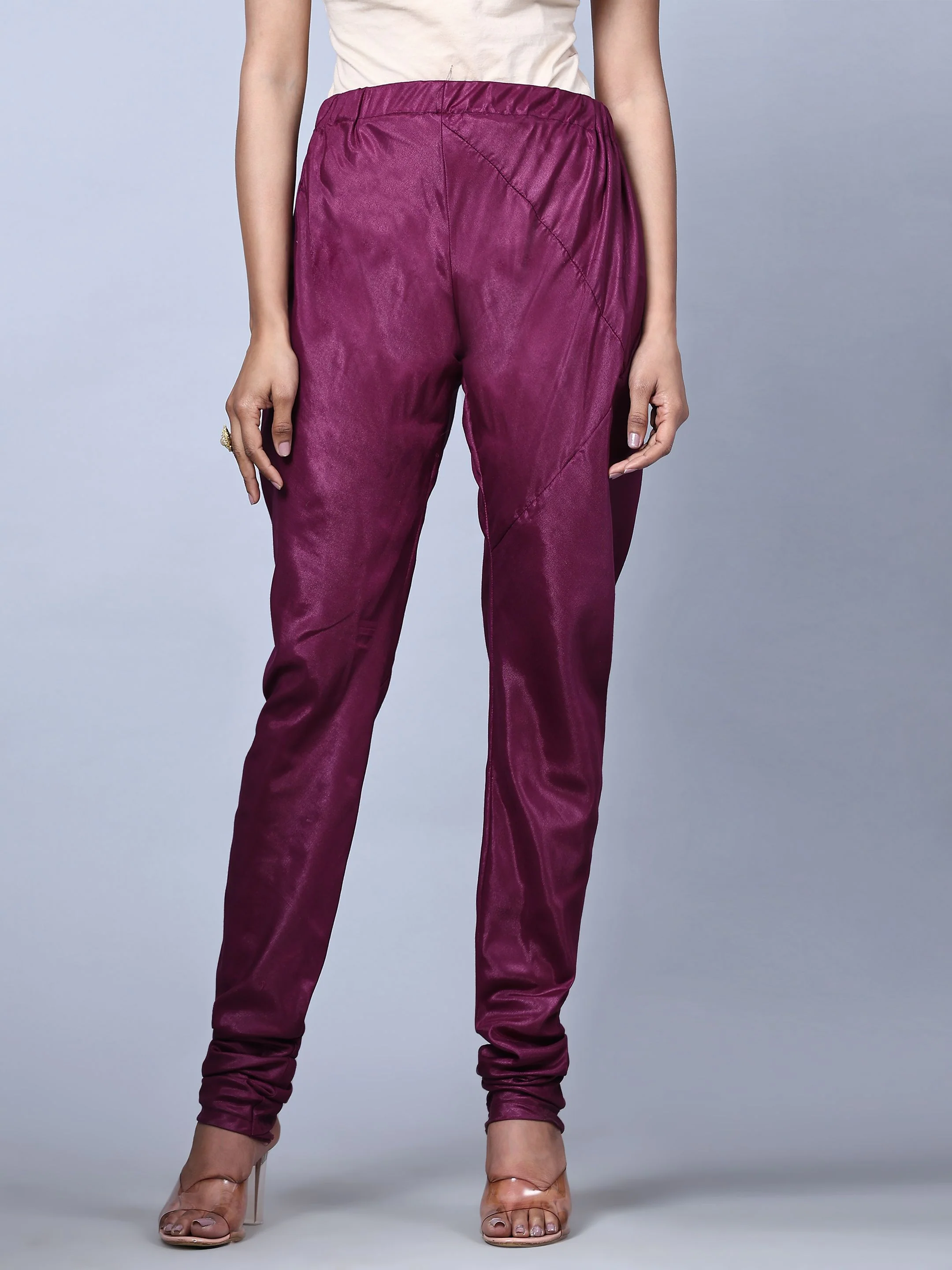 Odette Women Purple Embroidered Georgette Semi Stitched Salwar Suit - Image 7